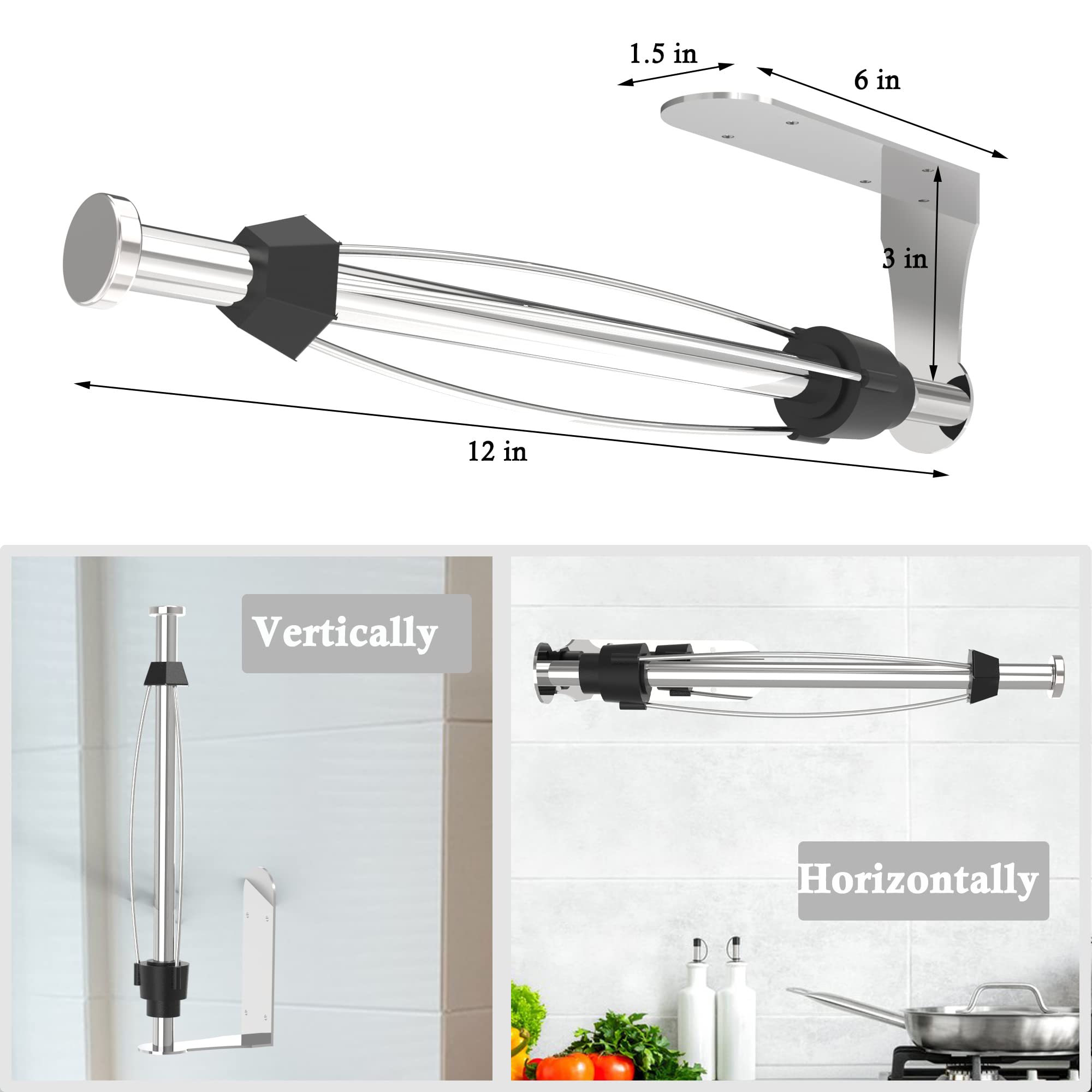 Paper Towel Holder Under Cabinet Brushed Nickel Wall Mounted Hanging Paper Towel Holders Under Counter Paper Rack With Ratchetin
