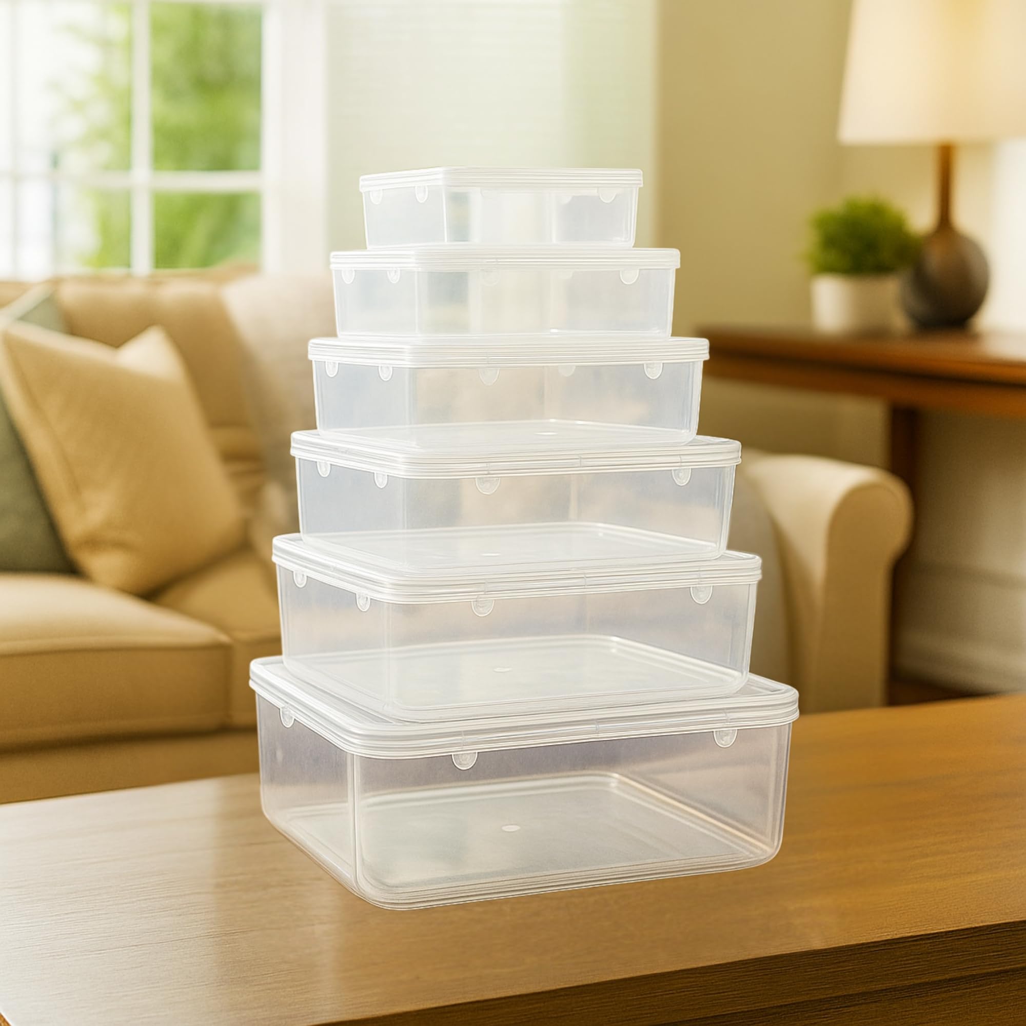 Eos Building Trust Plastic Storage Box Combo Transparent Containers Rectangle Boxes With Lock System For Jewellery/Accessories/