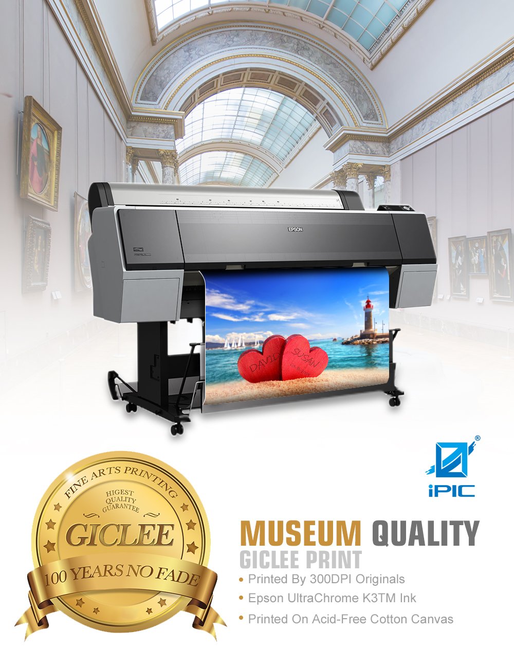 Ipic - Beach Lovers, Personalized Canvas Artwork With Names And Date On, Customized Gift For Anniversary, Wedding, Birthday And