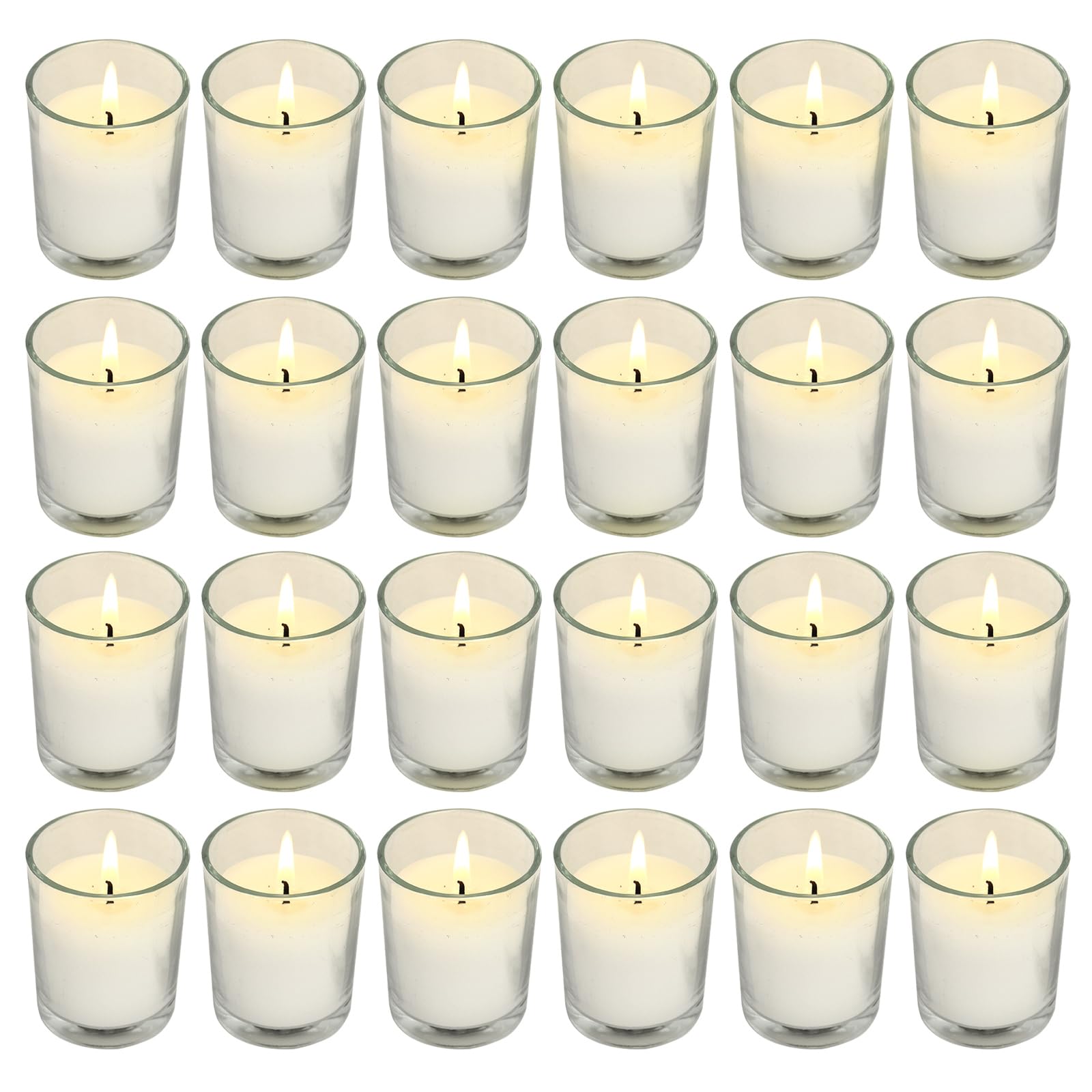 Soft Breeze 24 Pack Unscented Votive Candles, Votive Candles Bulk, Glass Candles, Ideal Gift for Wishing,Hydrotherapy, Wedding, 