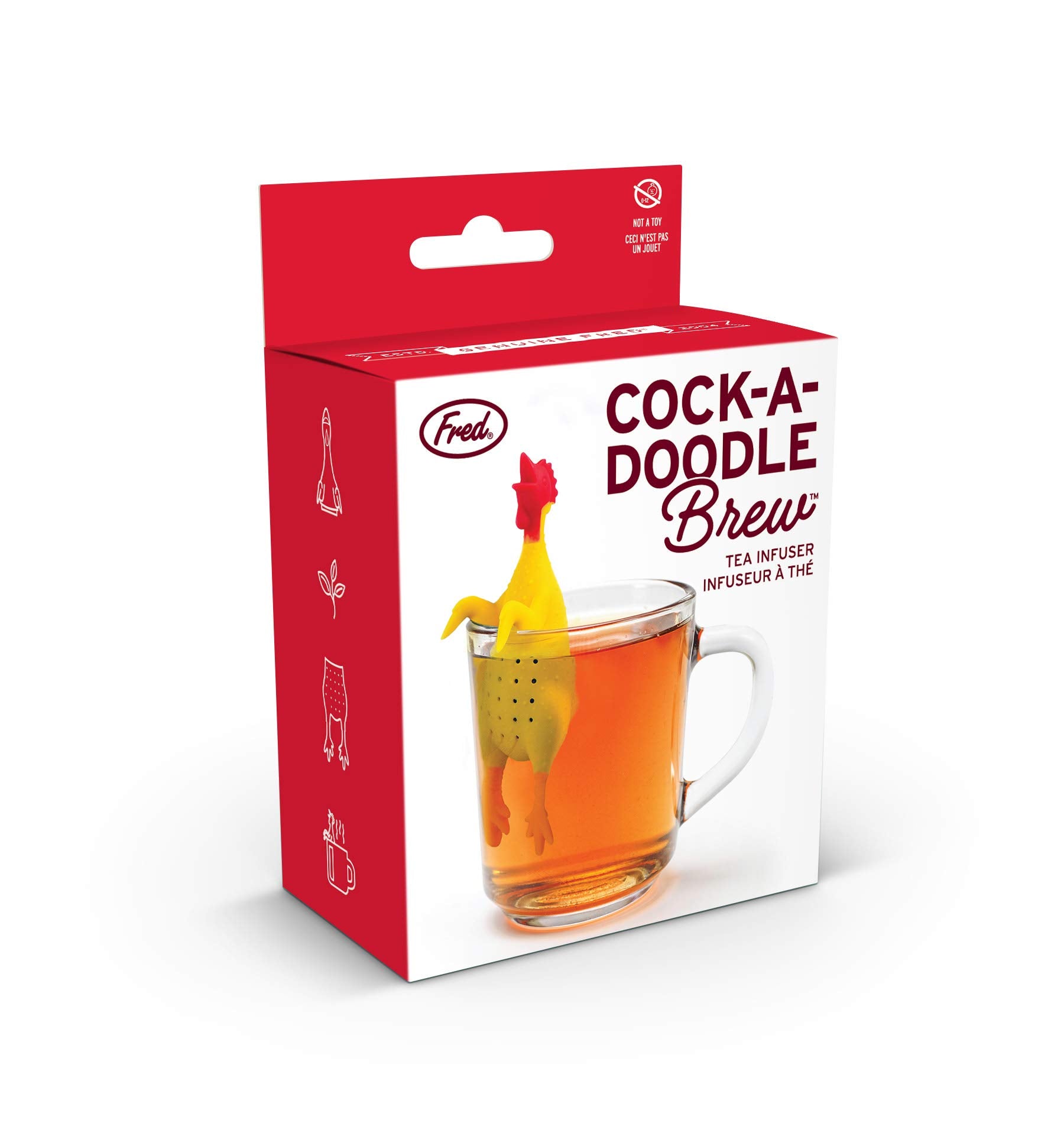 Genuine Fred, Cock-A-Doodle Brew, Chicken Reusable Silicone Tea Infuser, Yellow, Fun Gift For Tea Lovers, Clever Kitchen Gadget