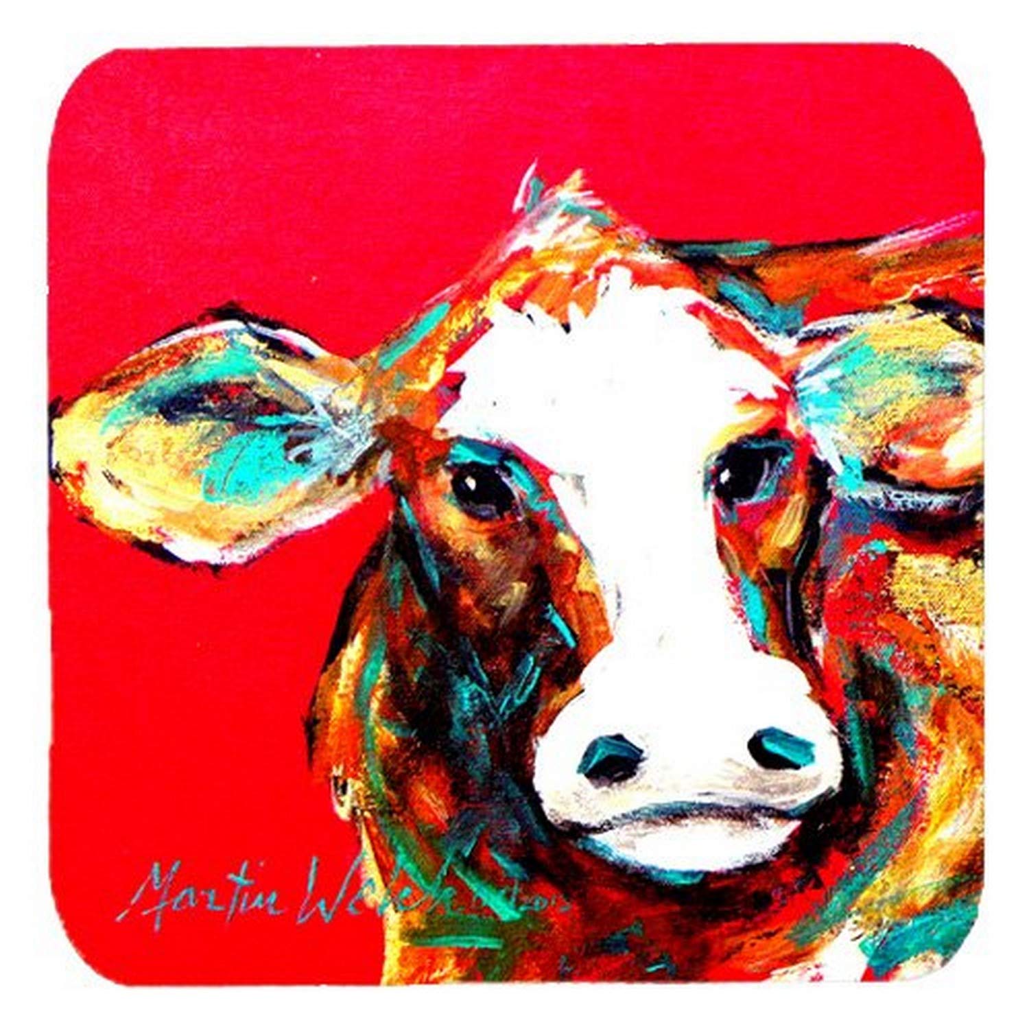 Carolines Treasures Cow Caught Red Handed Foam Coasters (Set of 4), 3.5 H x 3.5 W, Multicolor