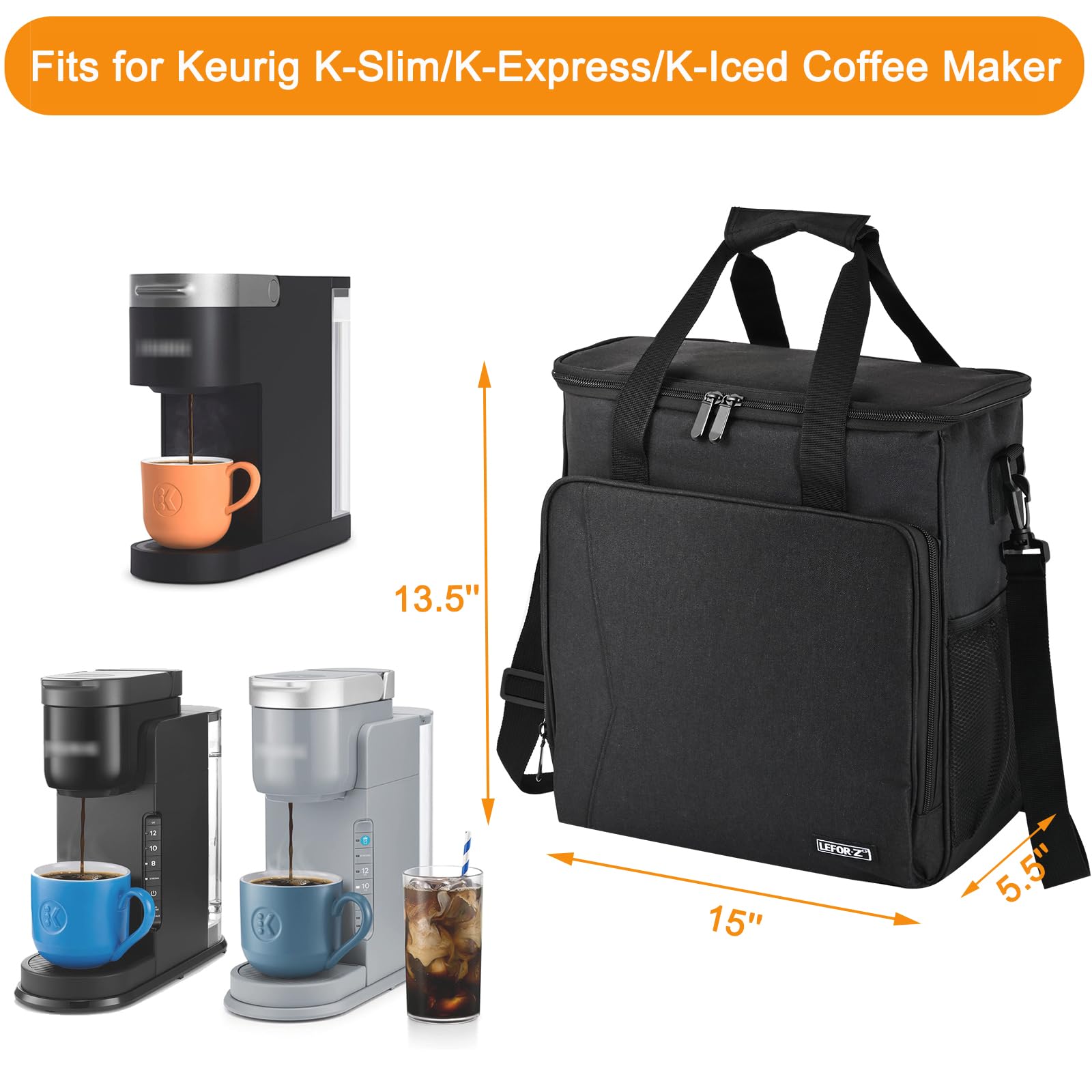 Leforz Travel Coffee Maker Carrying Bag Compatible With Keurig K-Slim/K-Express/K-Iced,Single Serve Coffee Maker Portable Storag