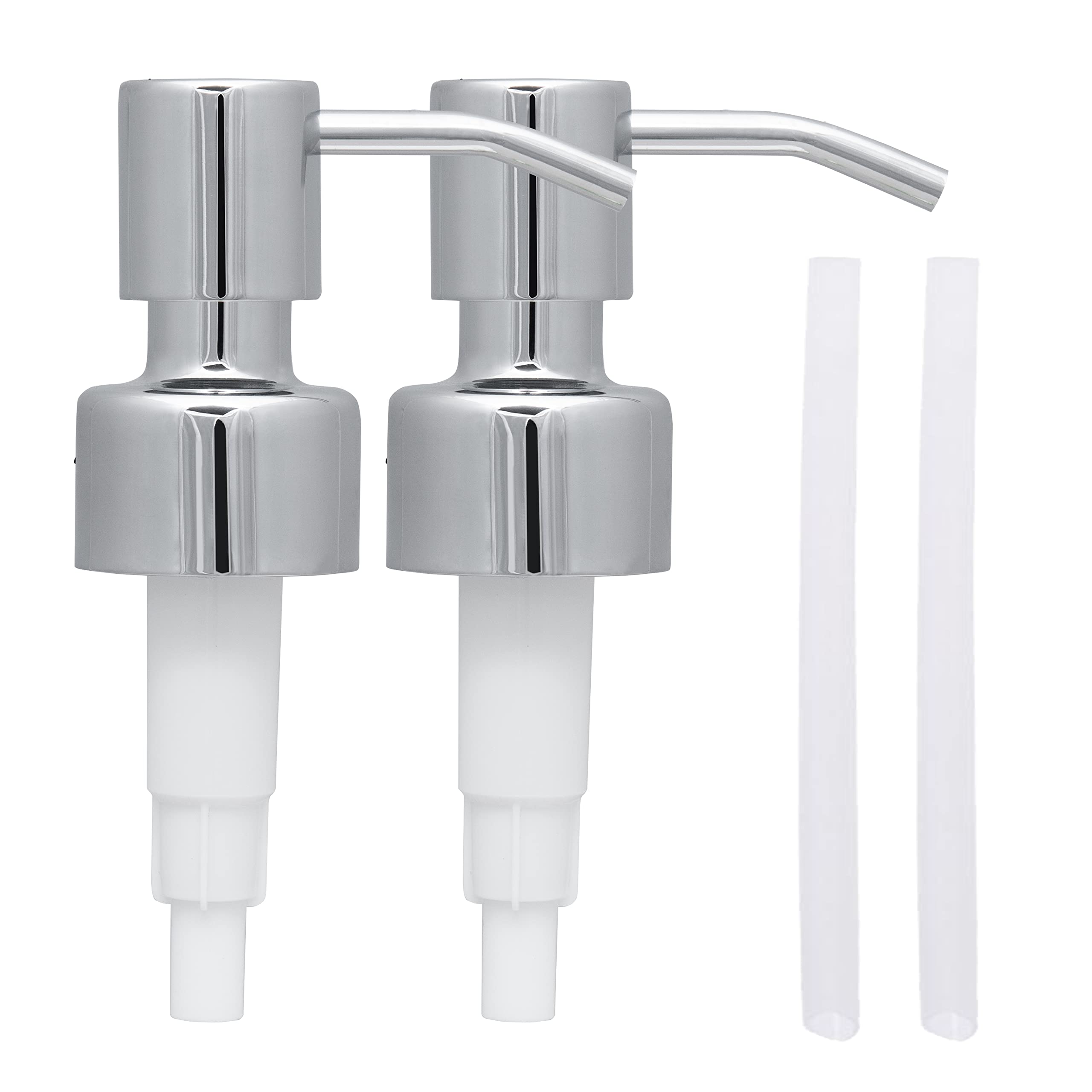 Stainless Steel Soap And Lotion Dispenser Pumps, Replacement For Your Bottles (Chrome, 2 Pack)