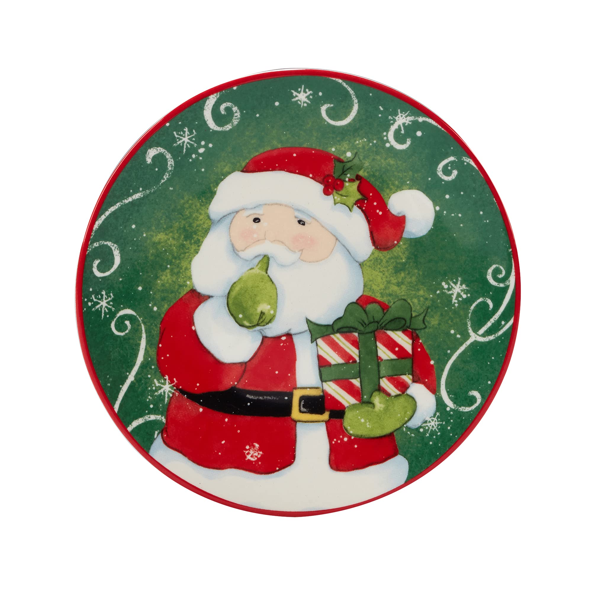 Certified International Holiday Magic Santa 6'' Canape/Luncheon/Snack Plates, Set Of 4