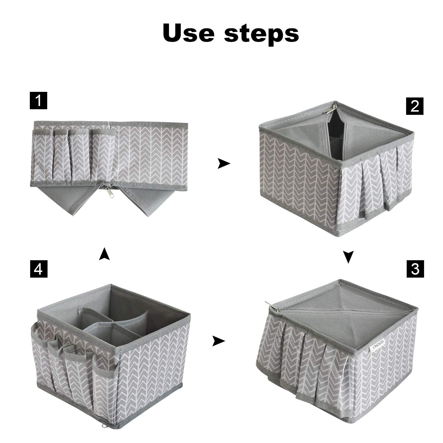 VERONLY Cosmetic Storage Bins Makeup Organizer, Adjustable Multifunction Storage Box Desk Drawer Divider for Makeup Brushes, Bat