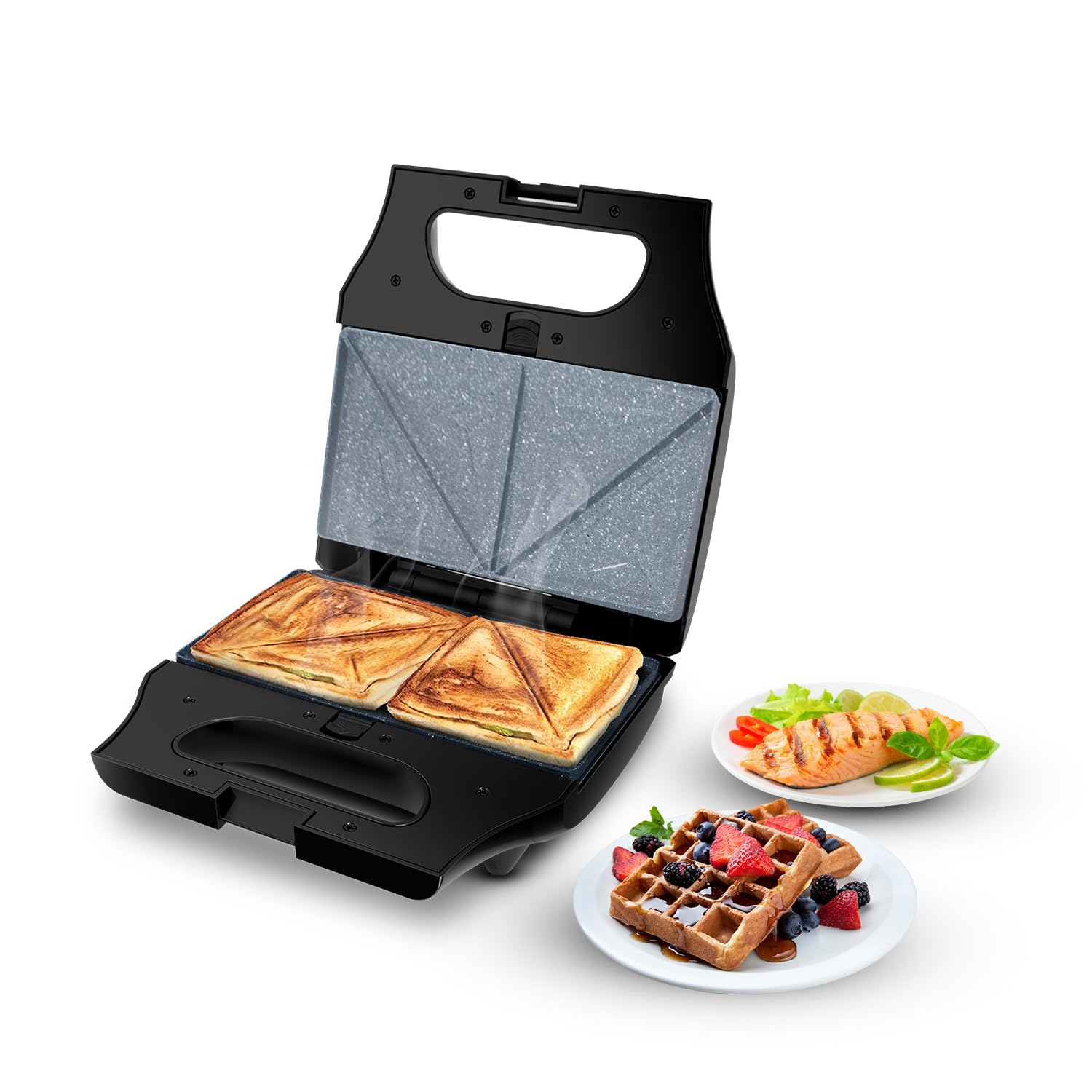 Wipro Elato Bs302 800 Watt 3-In-1 Detachable Sandwich Maker, Removables Plates For Toaster, Griller & Waffle Maker, Non-Toxic Ce