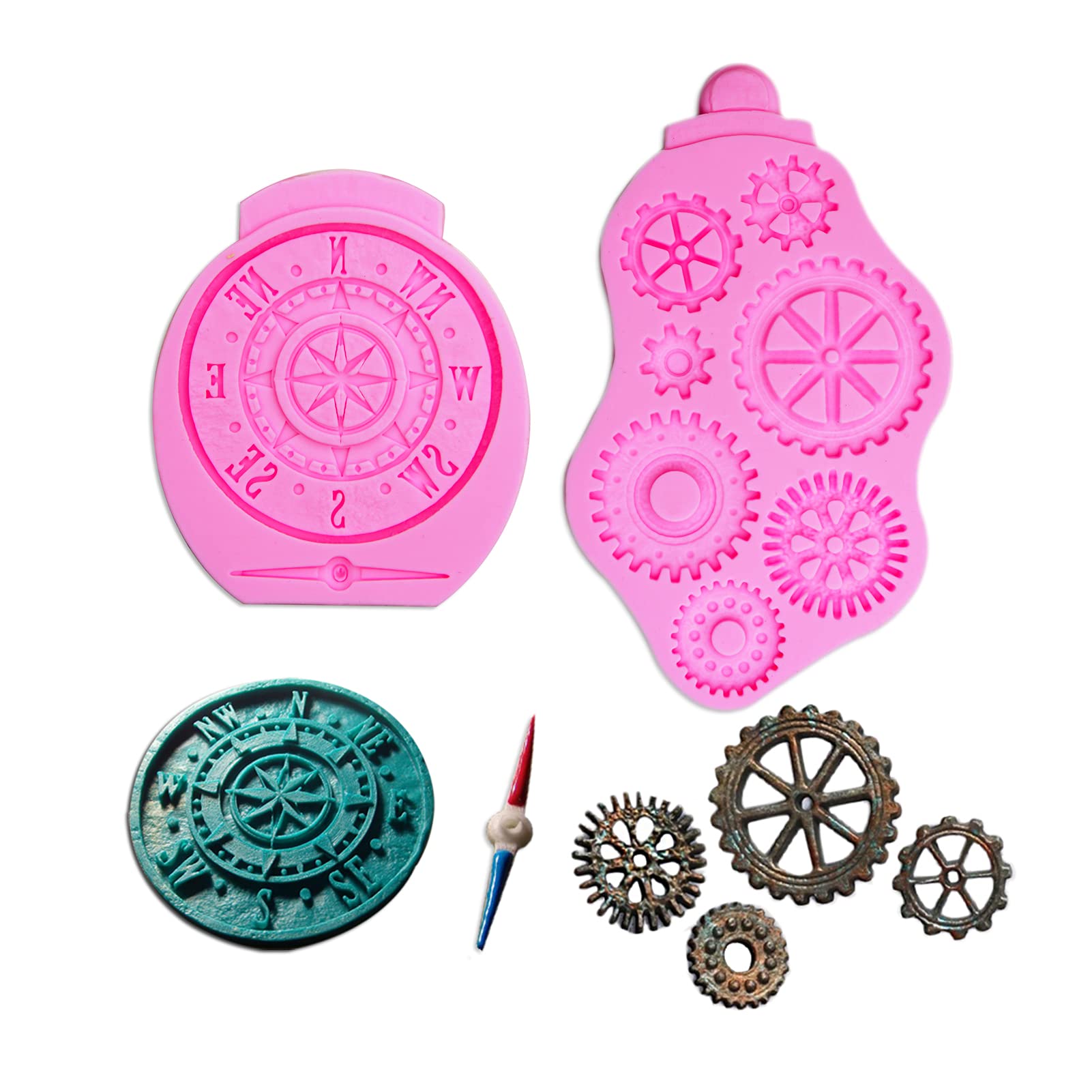 Steampunk Fondant Molds, Silicone Gears Teeth Moulds For Steampunk Travel Themed Cake Decoration, Chocolate Candy Sugarcraft Cup