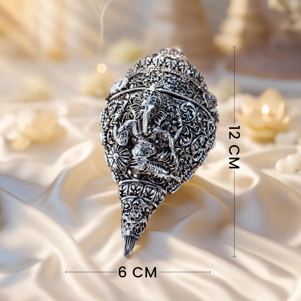 Astrotalk 925 Silver Plated Ganesh Shankh (Conch) 12 cm | Ganesh Idol Crafted Shankh | Attracts Wealth, Prosperity & Positive Energy | Vastu Decorative Item for Home | Mandir Decoration & Festive Gift