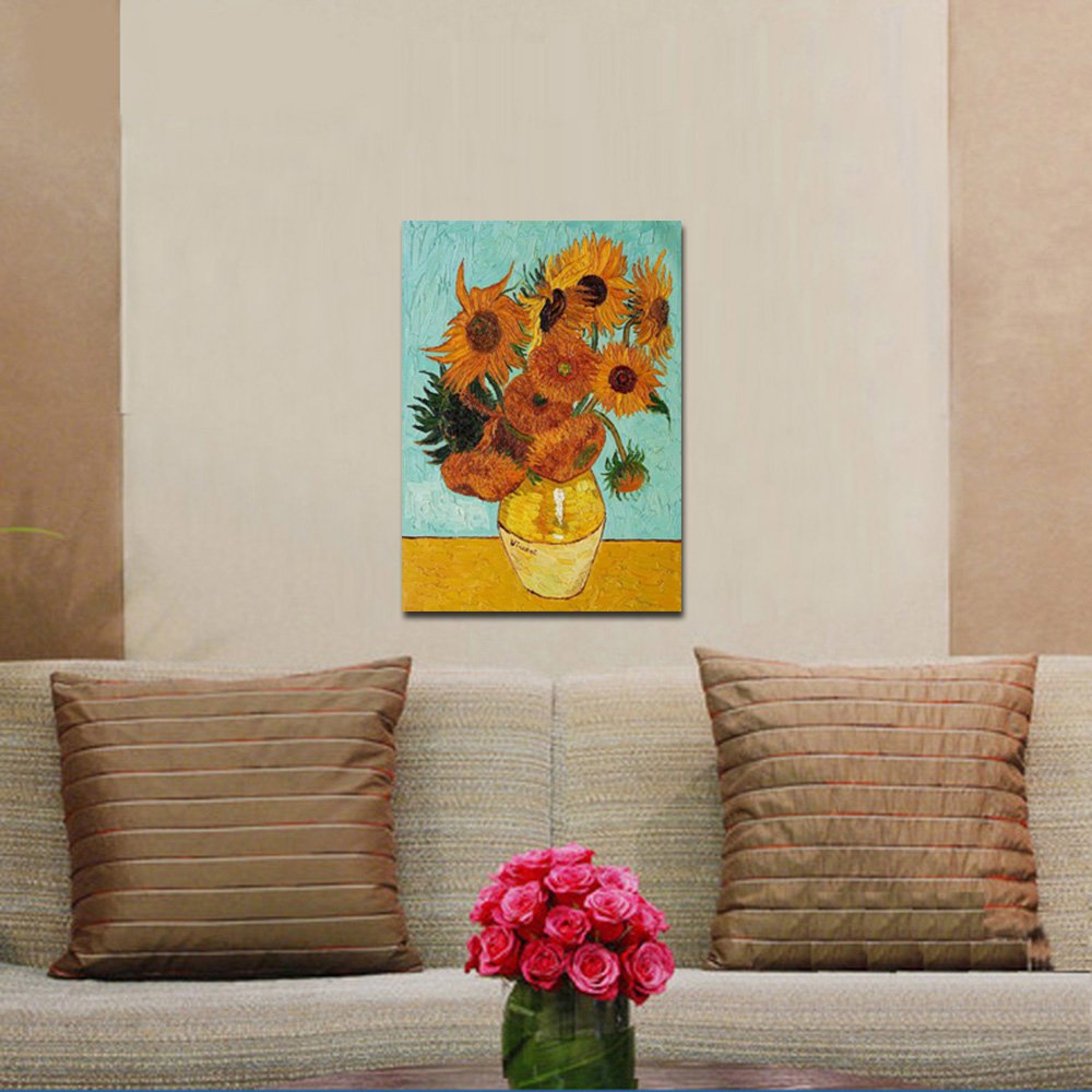 Wieco Art Sunflower By Vincent Van Gogh Oil Paintings Reproduction Modern Floral Giclee Canvas Prints Artwork Flowers Pictures O