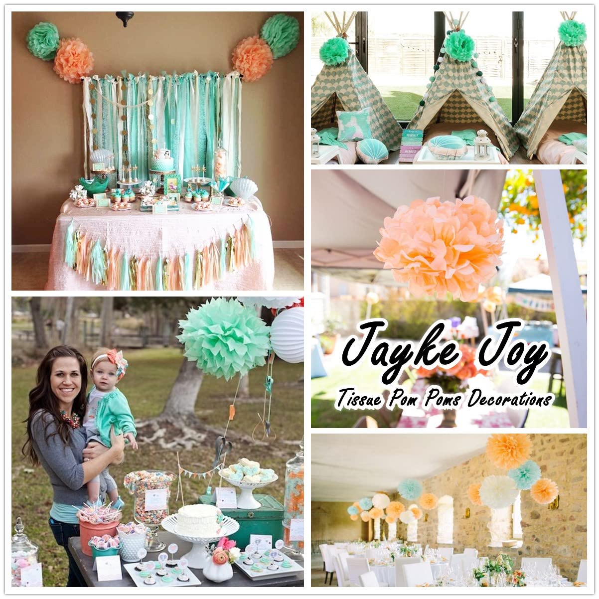 12 Pcs Tissue Pom Poms Decorations, Tissue Paper Flowers Kit For Birthday, Baby Shower, Classroom, Nursery, Graduation, Bridal S