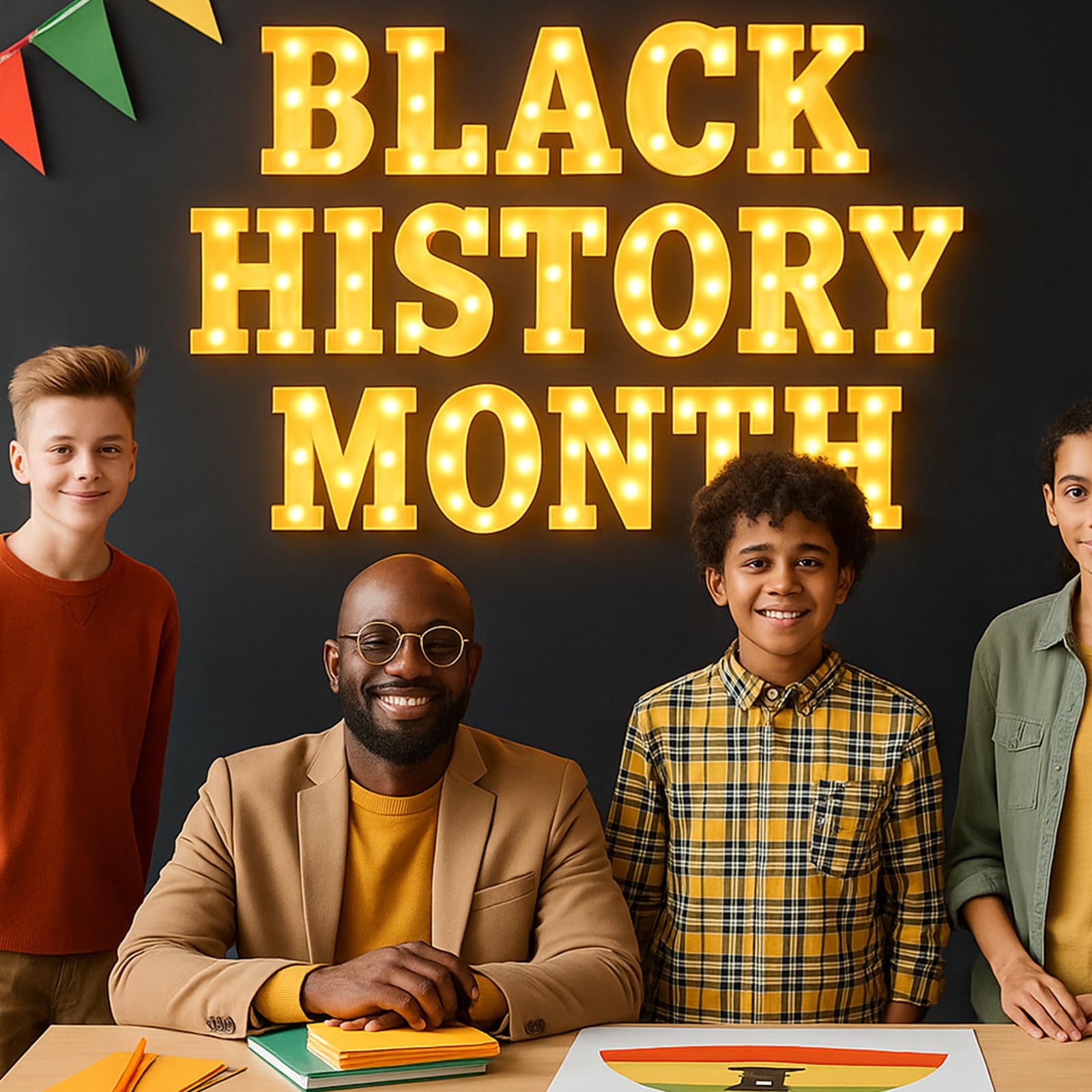 Honoson 17 Pcs Black History Month Decorations LED Letter Light Sign Cultural Theme Neon Event Signs Table Decor for African Ame