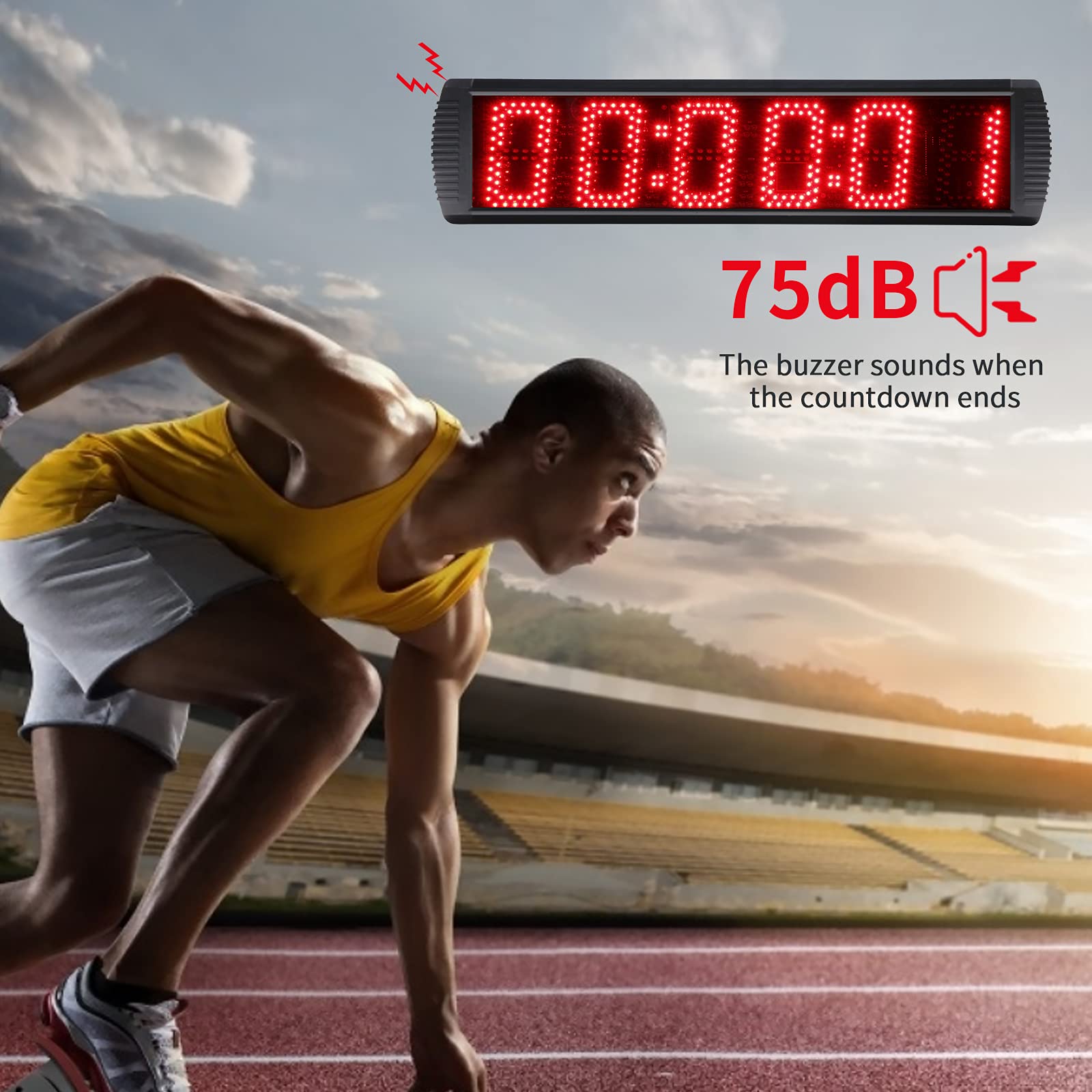 Ganxin 5 Inch 6-Digit Led Race Timing Clock, Running Event Gym Timer Clock For Countdown/Count Up,12/24 Hour Real Time Clock, St