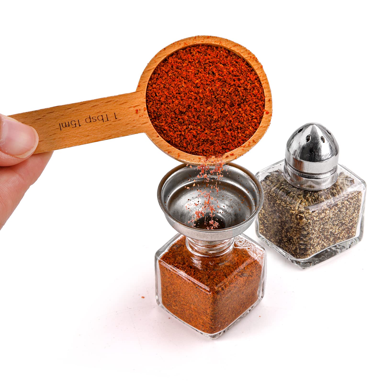 Zeayea Set Of 24 Small Salt And Pepper Shakers, 0.5 Oz Mini Glass Seasoning Jars With Funnel, Glass Cube Body Spice Shakers For