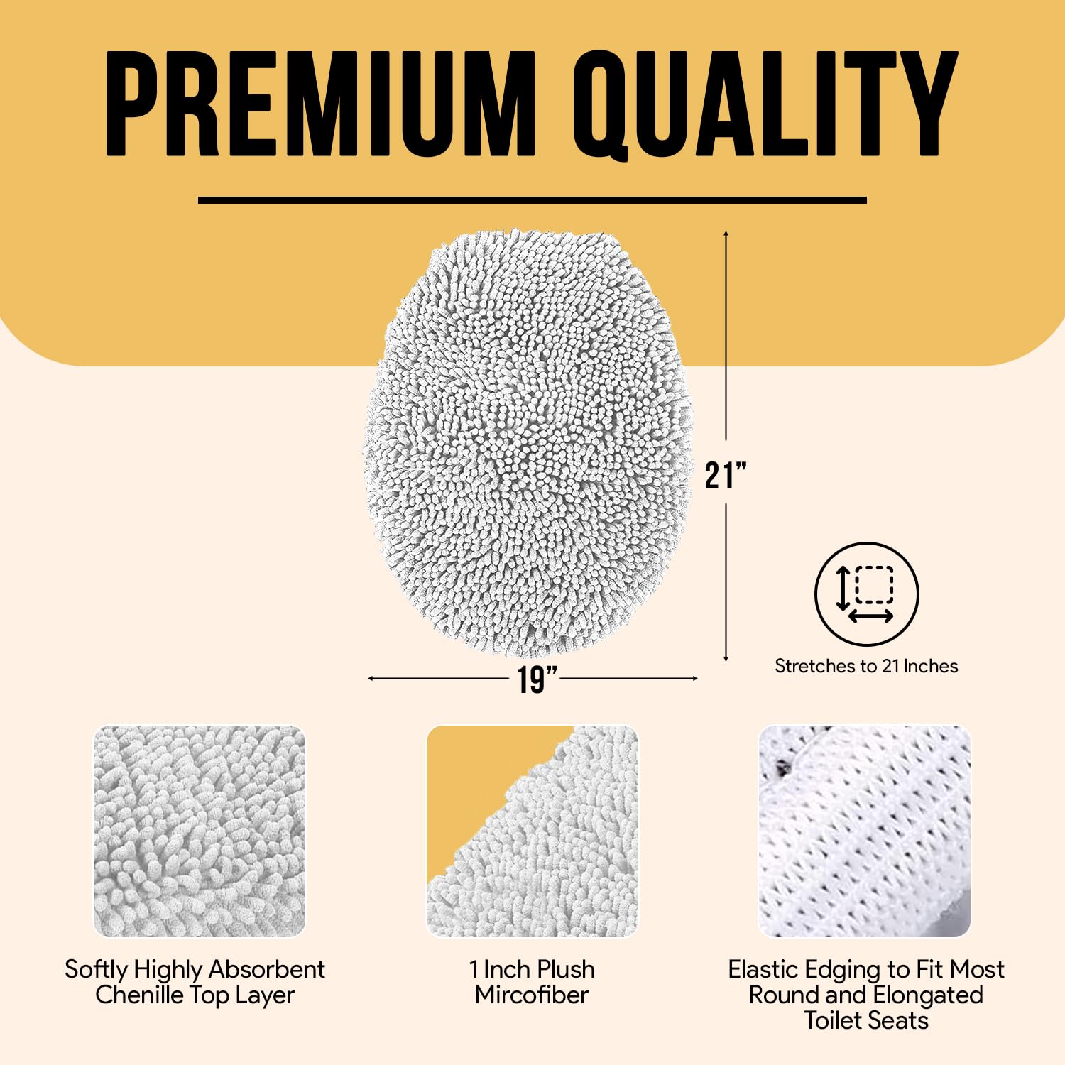 MAYSHINE Plush Shaggy Standard Toilet Seat Lid Cover (Lavender) | Fuzzy Chenille Microfiber  Fluffy Soft Absorbent - Machine Washable Cushion | No More Cold or Wet Seats