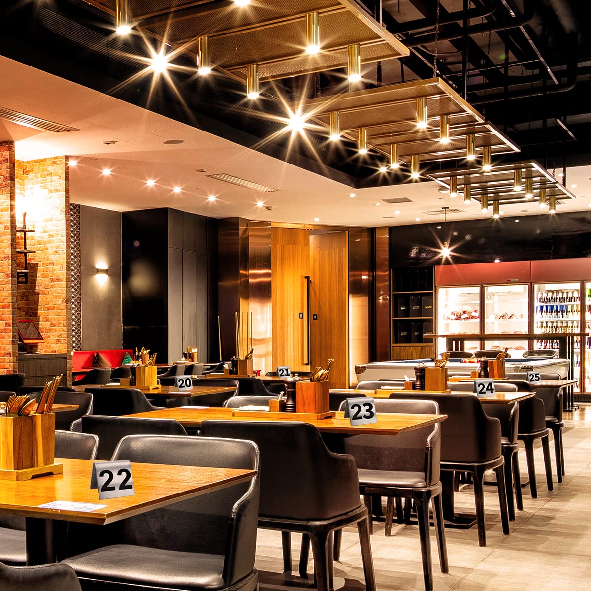 1-25 Stainless Steel Number Tent Table Number For Restaurants Cafes Bars 2''X2'' Black