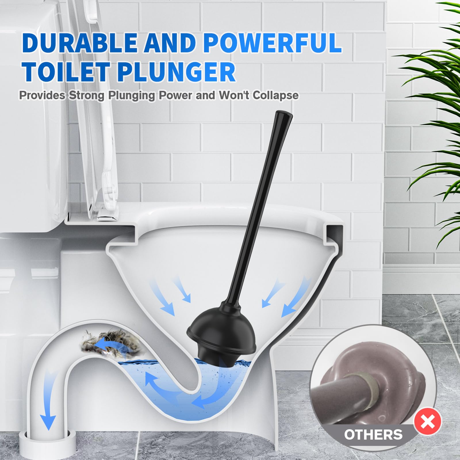 Lovloy Toilet Plunger And Brush, Silicone Bowl Brush And Heavy Duty Toilet Plunger Set With Ventilated Holder, 2-In-1 Toilet Bru