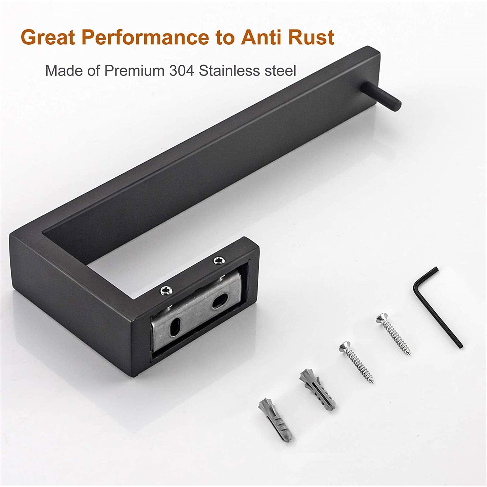 Nolimas Matte Black Bath Towel Ring Towel Bar Classic Wall Mounted SUS304 Stainless Steel Bathroom Towel Rail Toilet KitchenTowel Rack Single Bar Wall Mount