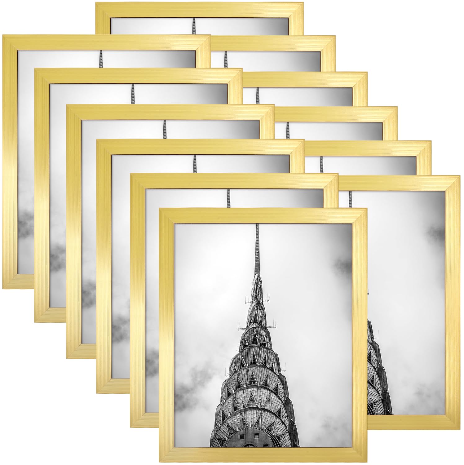 8x10 Picture Frames Gold Set of 12 for Wall Gallery Collage Photo Frames or Tabletop Display
