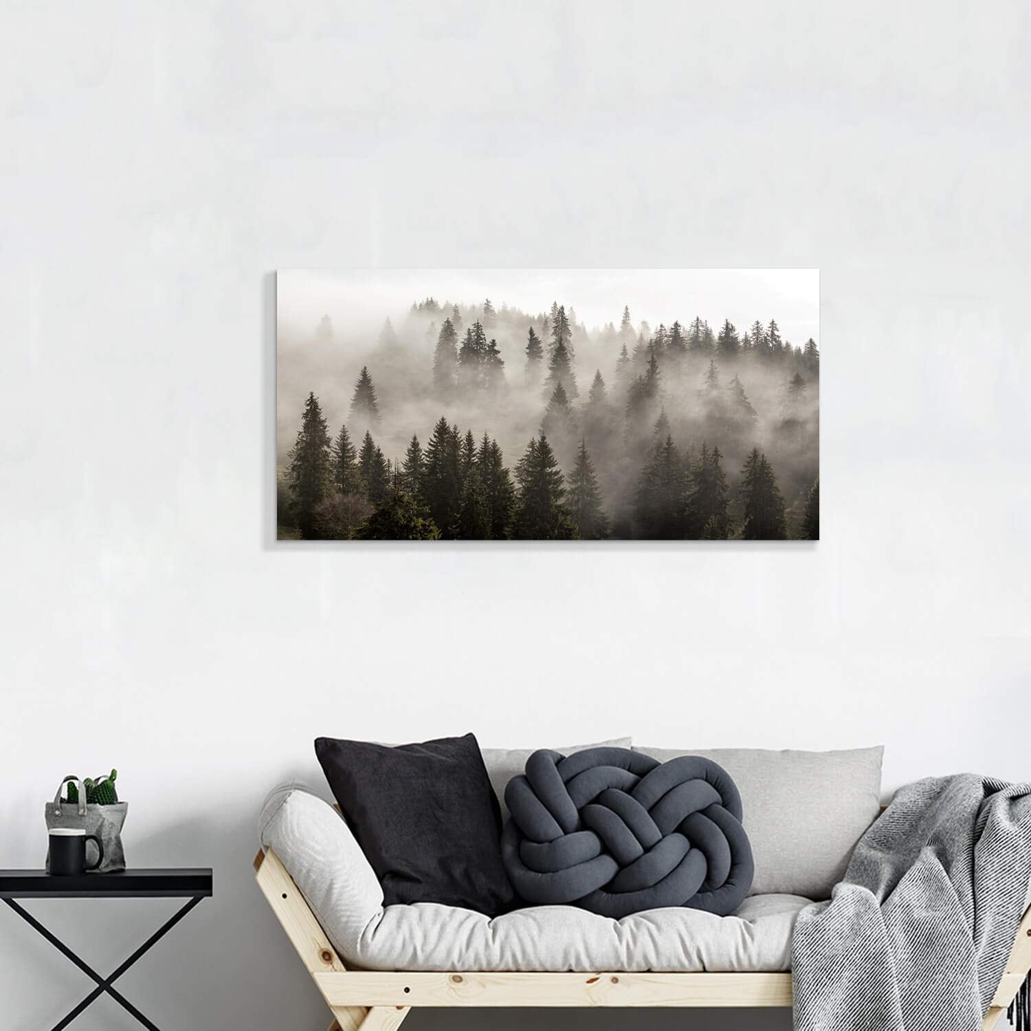 Artistic Path Foggy Forest Canvas Wall Art: Landscape Mountain Artwork Photographic Print Pictures For Bedrooms (40'' W X 20'' H