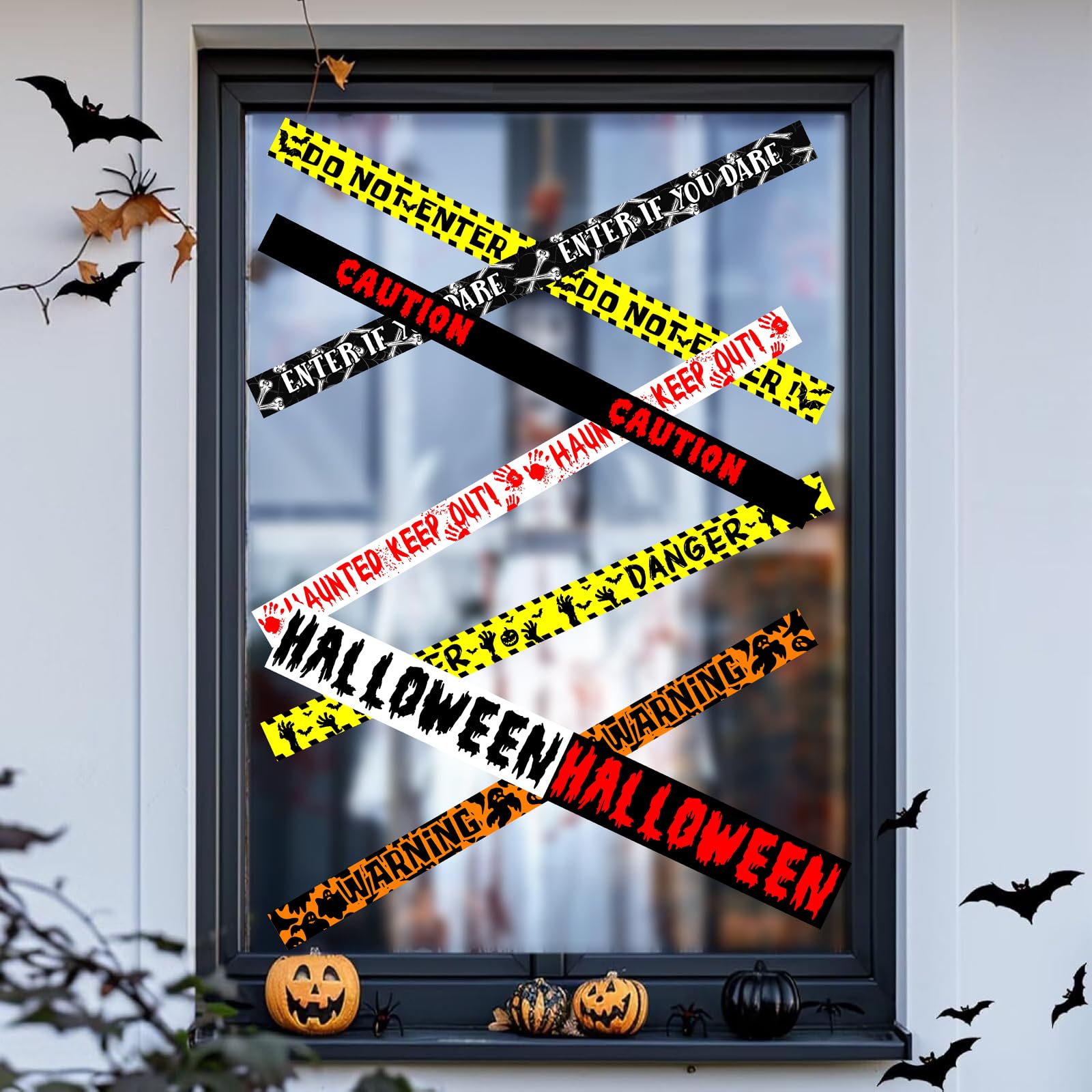 Halloween Wall Stickers Party Danger Warning Window Decorations Holiday Wall Decals Halloween Door Decals Removable Caution Tape