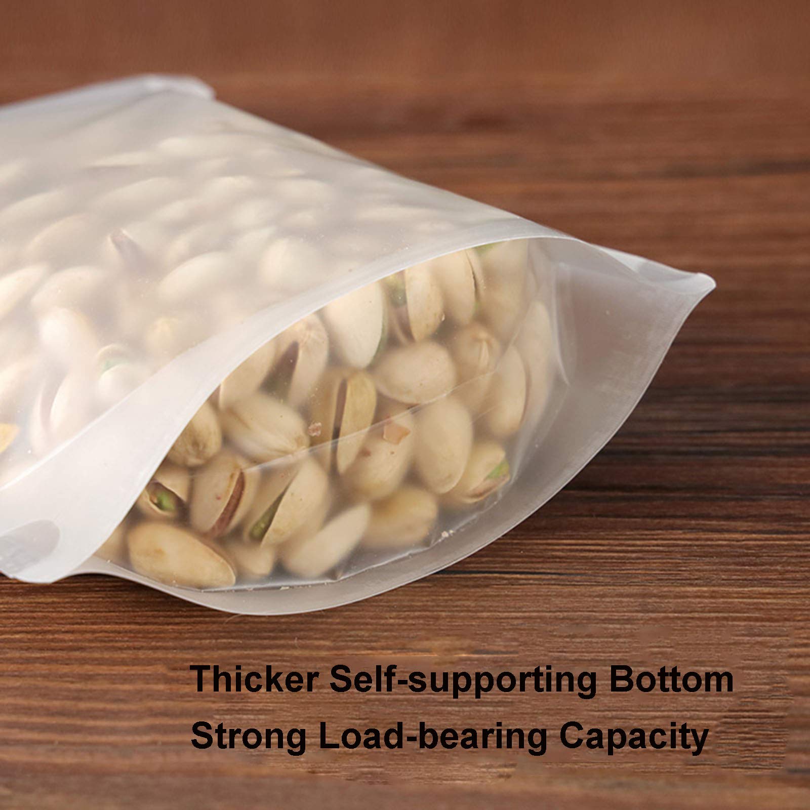 Haot 50 Pack Matte Frosted (Not Clear) Zipper Food Bags, Stand Up Pouch Bag Resealable Stand Up Candy Bags, Snack Food Tea Packi