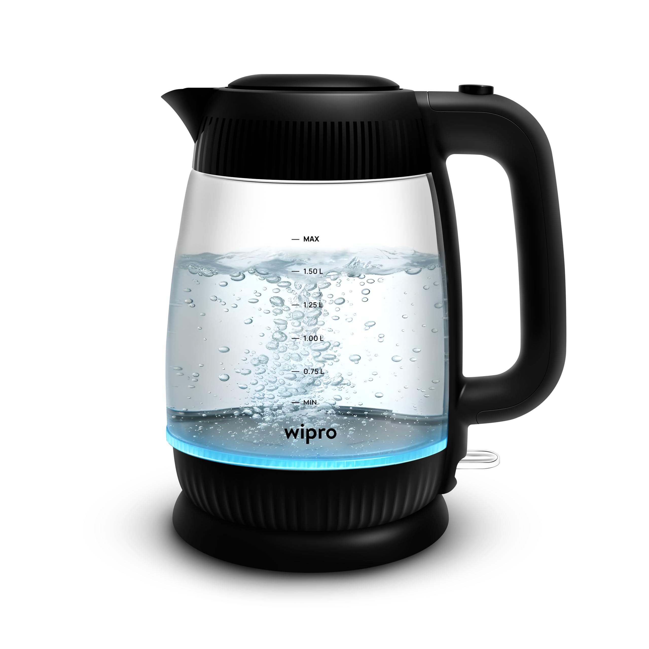 Wipro Elato Bk214 1.8 Litre Glass Led Electric Kettle| Auto Cut Off | Triple Protection - Dry Boil, Steam & Over Heat |Stainless