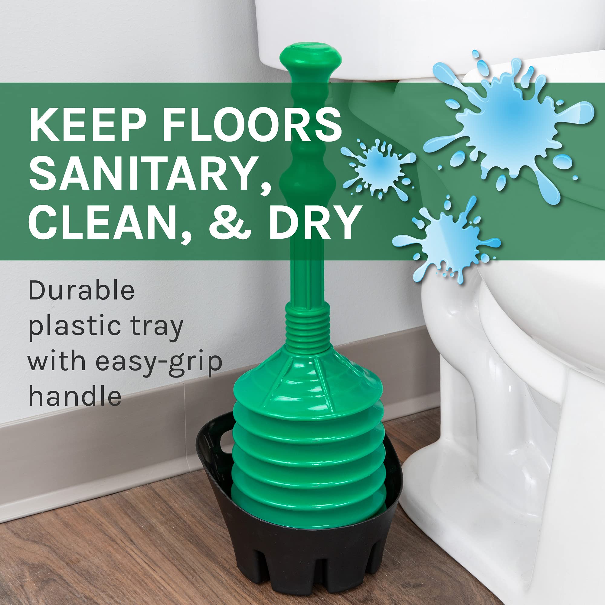 Js Jackson Supplies Green Bellows Accordion Toilet Plunger With Black Storage Tray