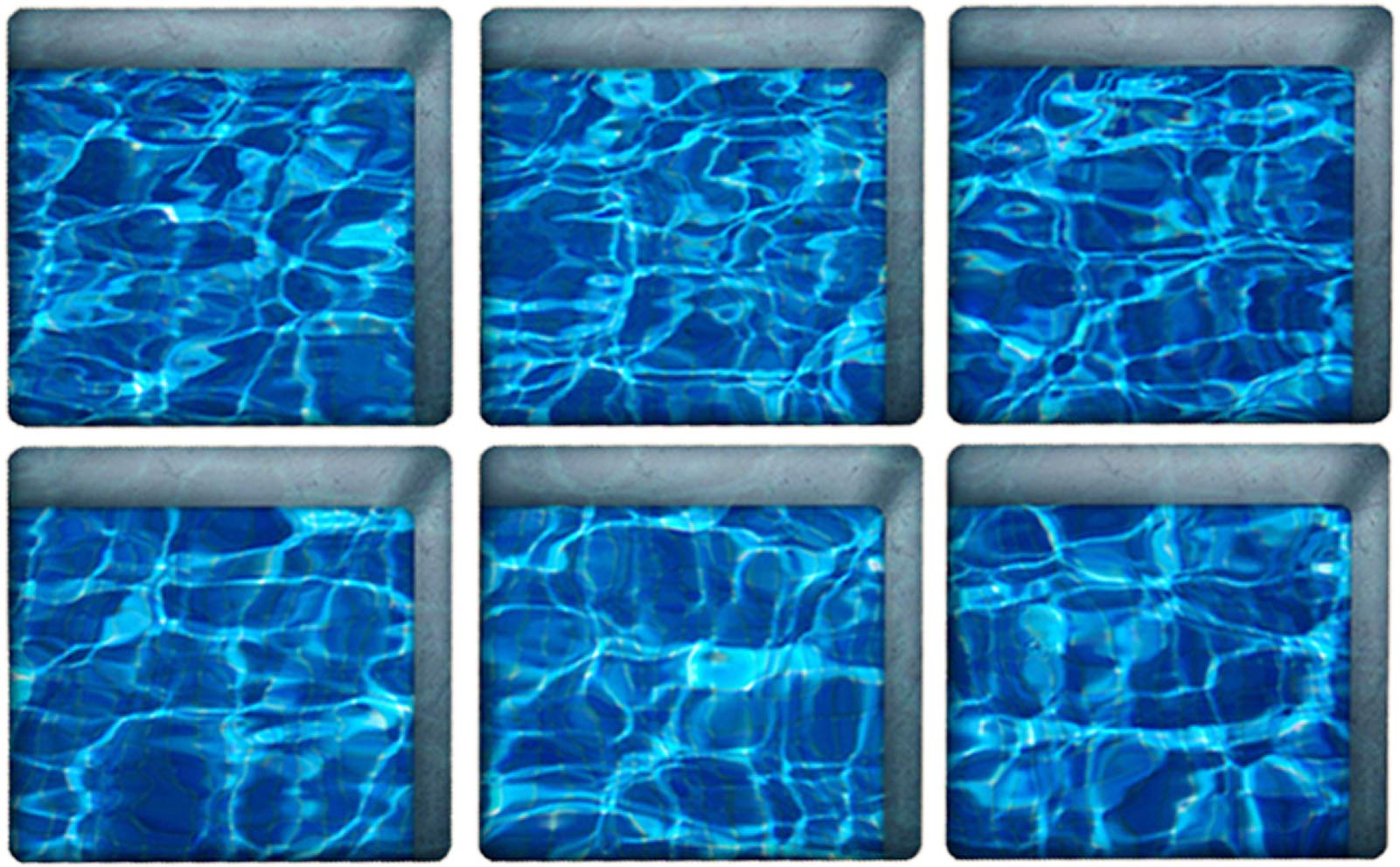 ChezMax Bath Treads Stickers Blue Waves Pattern Square 3D Adhesive Anti Slip Tub Tattoos Safety Decals Mat Waterproof Shower Tub