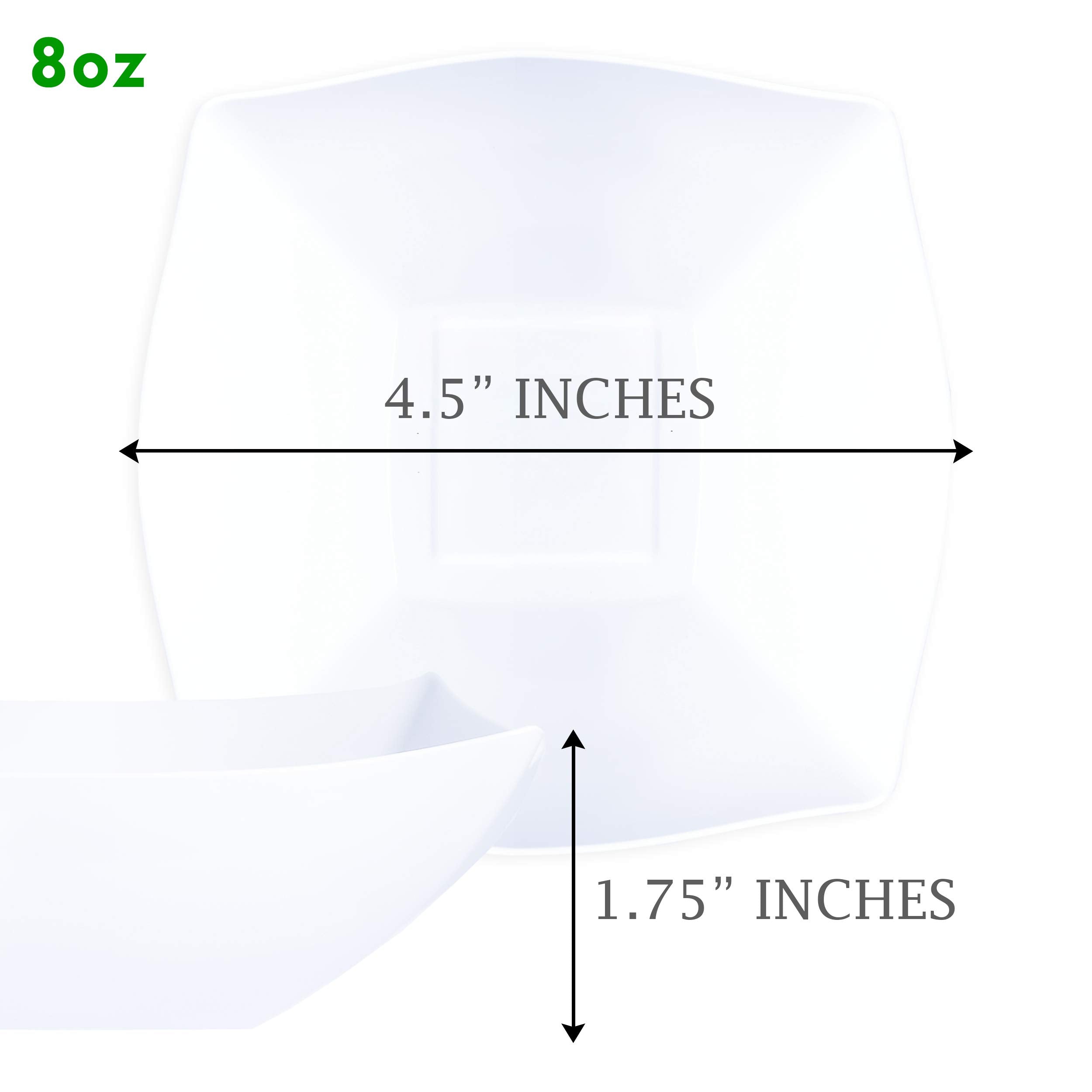 Plasticpro Disposable Square Serving Bowls, Party Snack Or Salad Bowl, Plastic Clear Or White Pack Of 4 (8 Ounce, White)