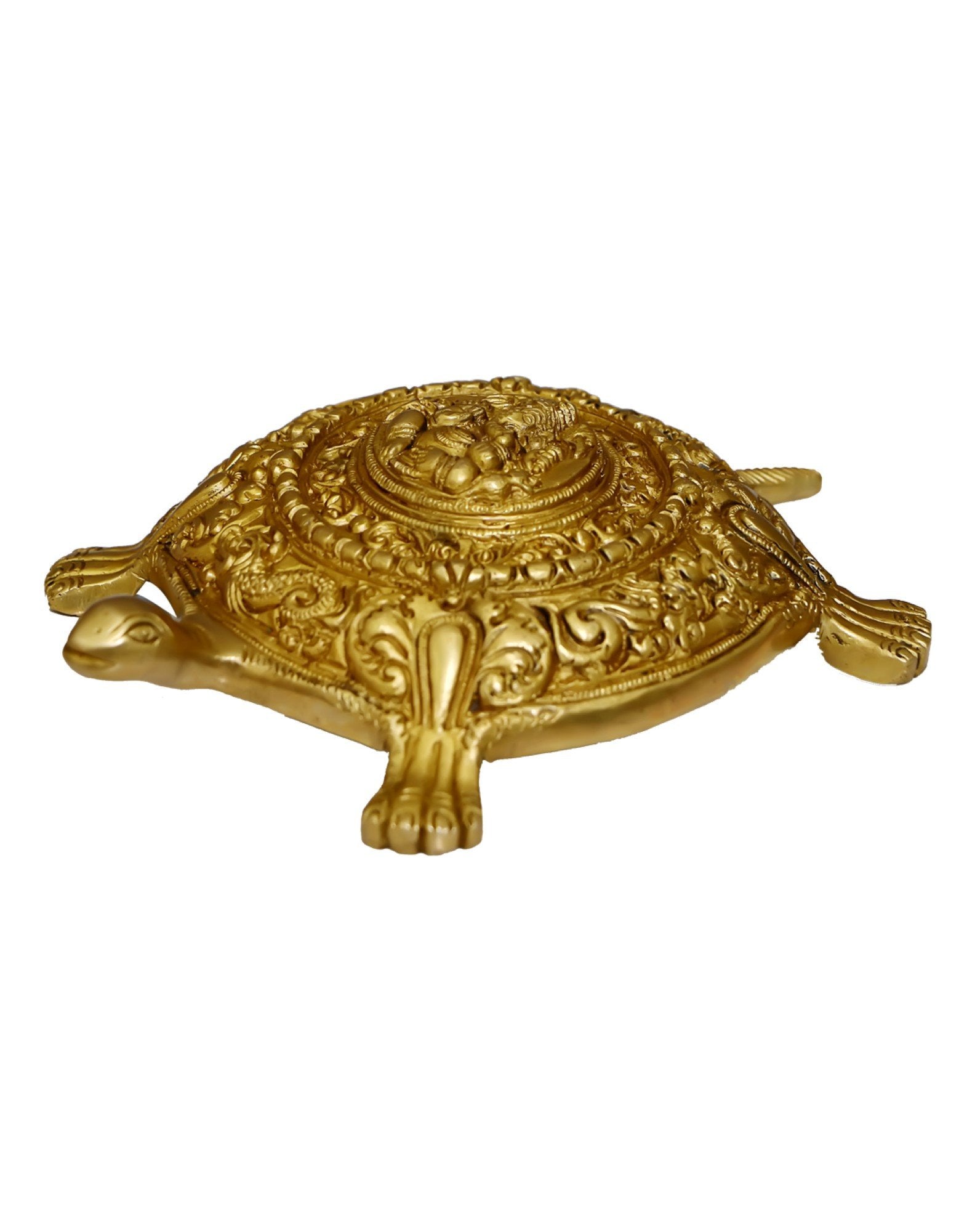Crafthut Brass Statue Of Turtle Ganesh Yantra Feng Shui/Vaastu For Home & Office, Handcrafted With Antique Look Product Dimensio