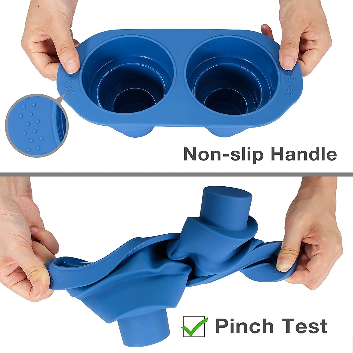 Webake Mini 3 Tier Cake Pan, Silicone Tier Cake Molds, 2 Pack Blue Molds For Small Smash Cake Cupcake For Birthday, Baby Shower,