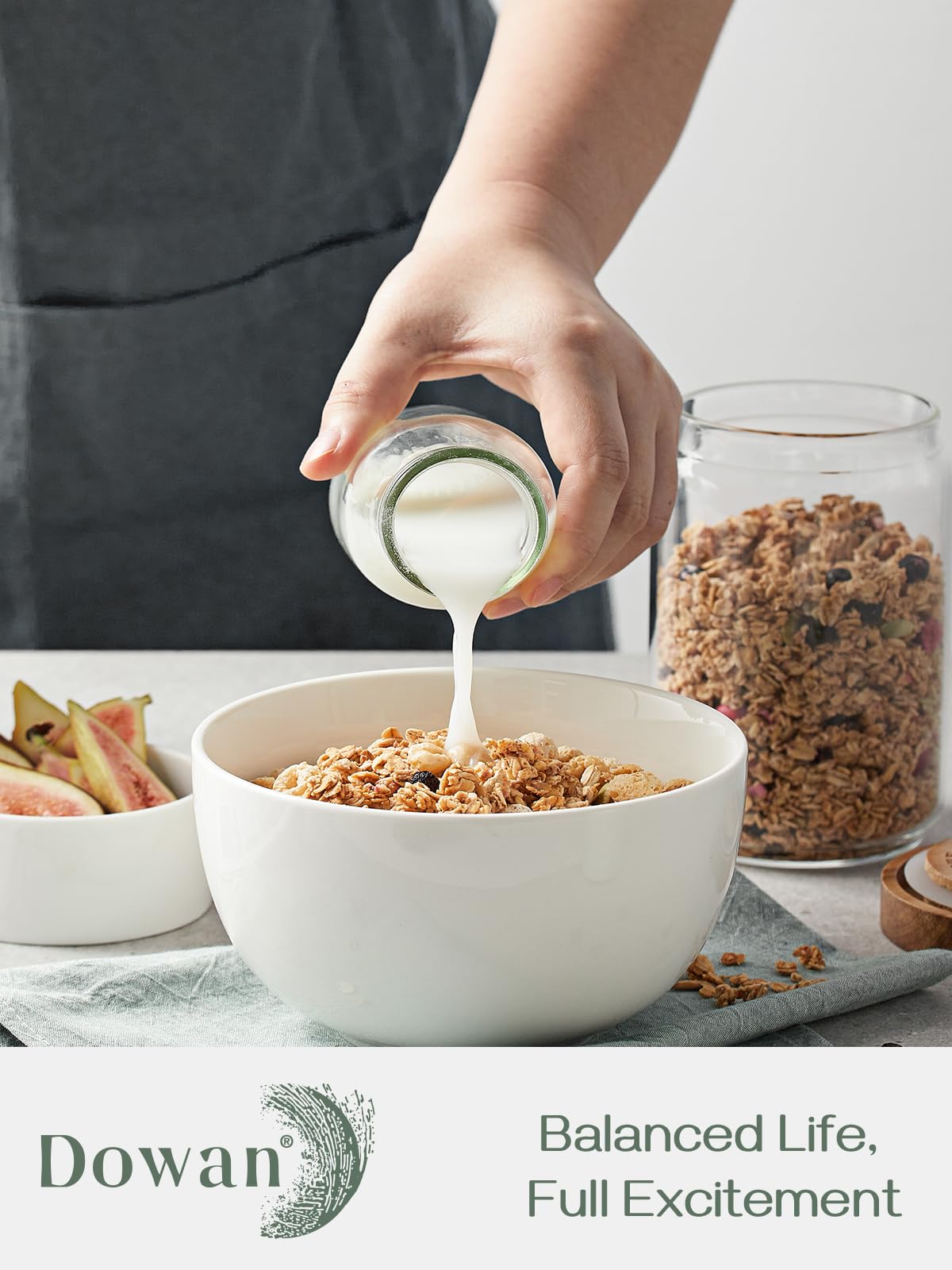 Dowan 5.8  Deep Soup Bowls & Cereal Bowls - 30 Ounces Large Bowls Set Of 4 For Kitchen - White Ceramic Bowls For Cereal, Soup,