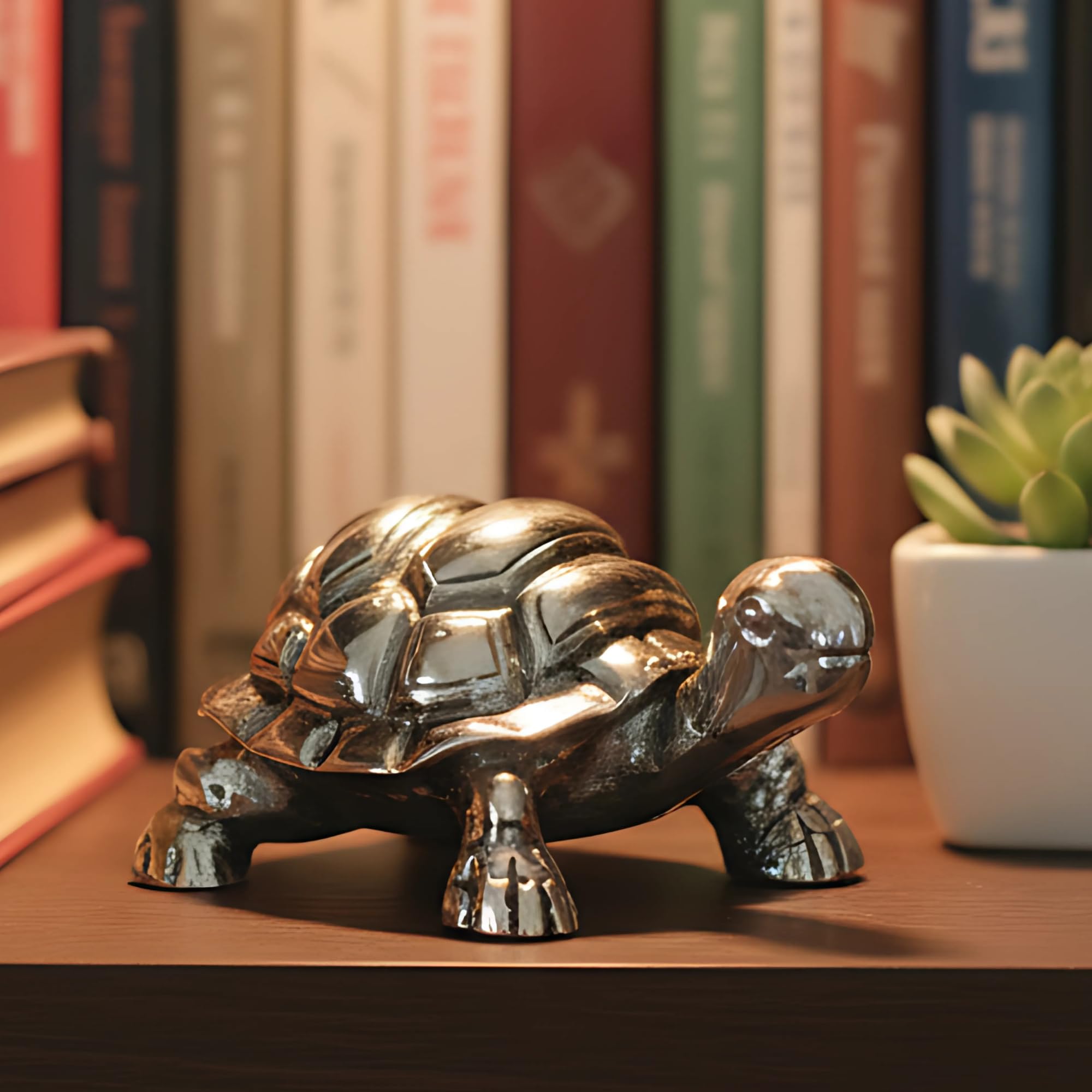 Dev Aastha 999 Pure Silver Plated Tortoise Idol (2.75 Inch) | Modern Vastu Home Decor & Good Luck Turtle Showpiece | Elegant Kac