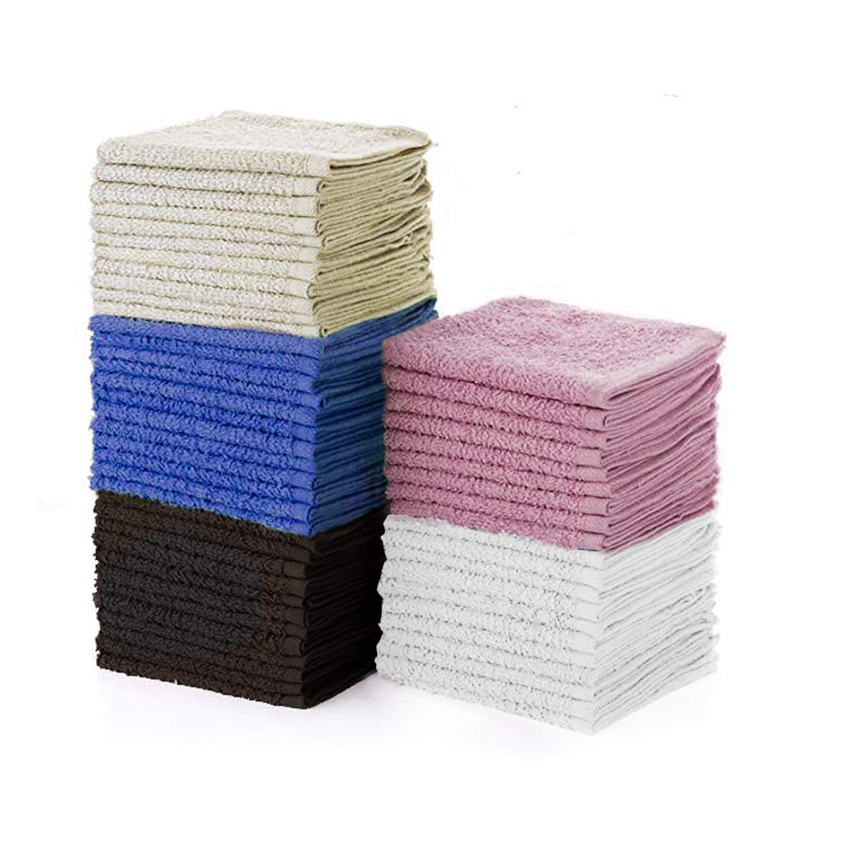 Simpli-Magic 79264C Cotton Washcloths, Size: 12   X12   , Multi Color, (Pack Of 8, 400 Count Total)