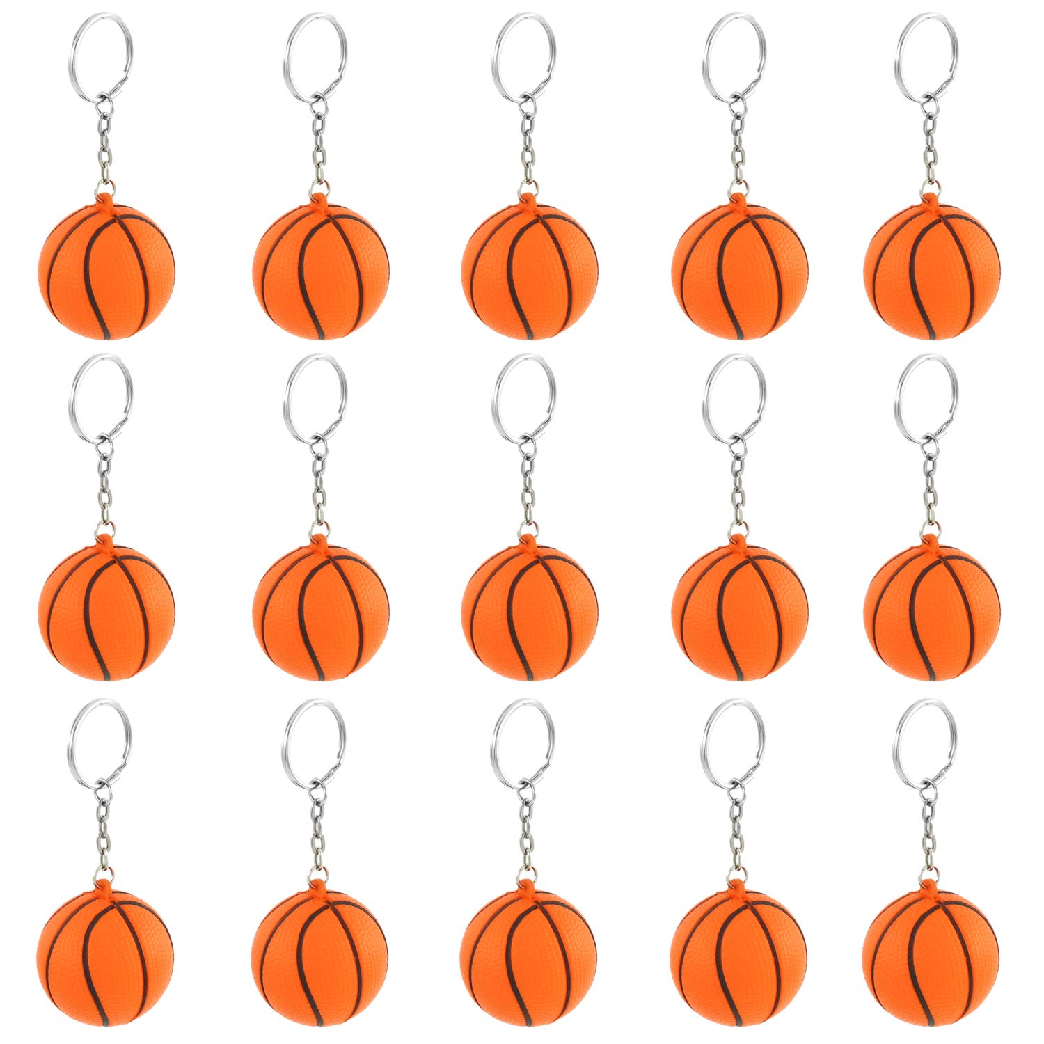 iMagitek 15 Pack Orange Basketball Keychains for Kids Party Favors Supplies, School Carnival Prizes, Party Bag Gift Fillers, Bas