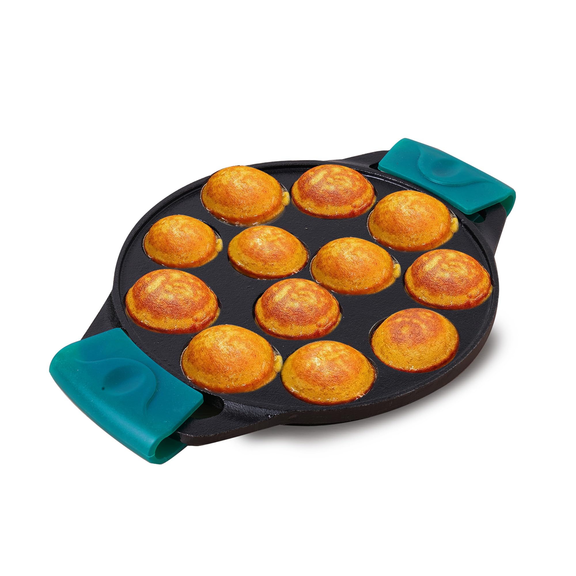 The Indus Valley PreSeasoned Cast Iron Square Paniyaram Pan | Induction Friendly | Nonstick Appe/Paddu Pan, 100% Pure (Paniyara