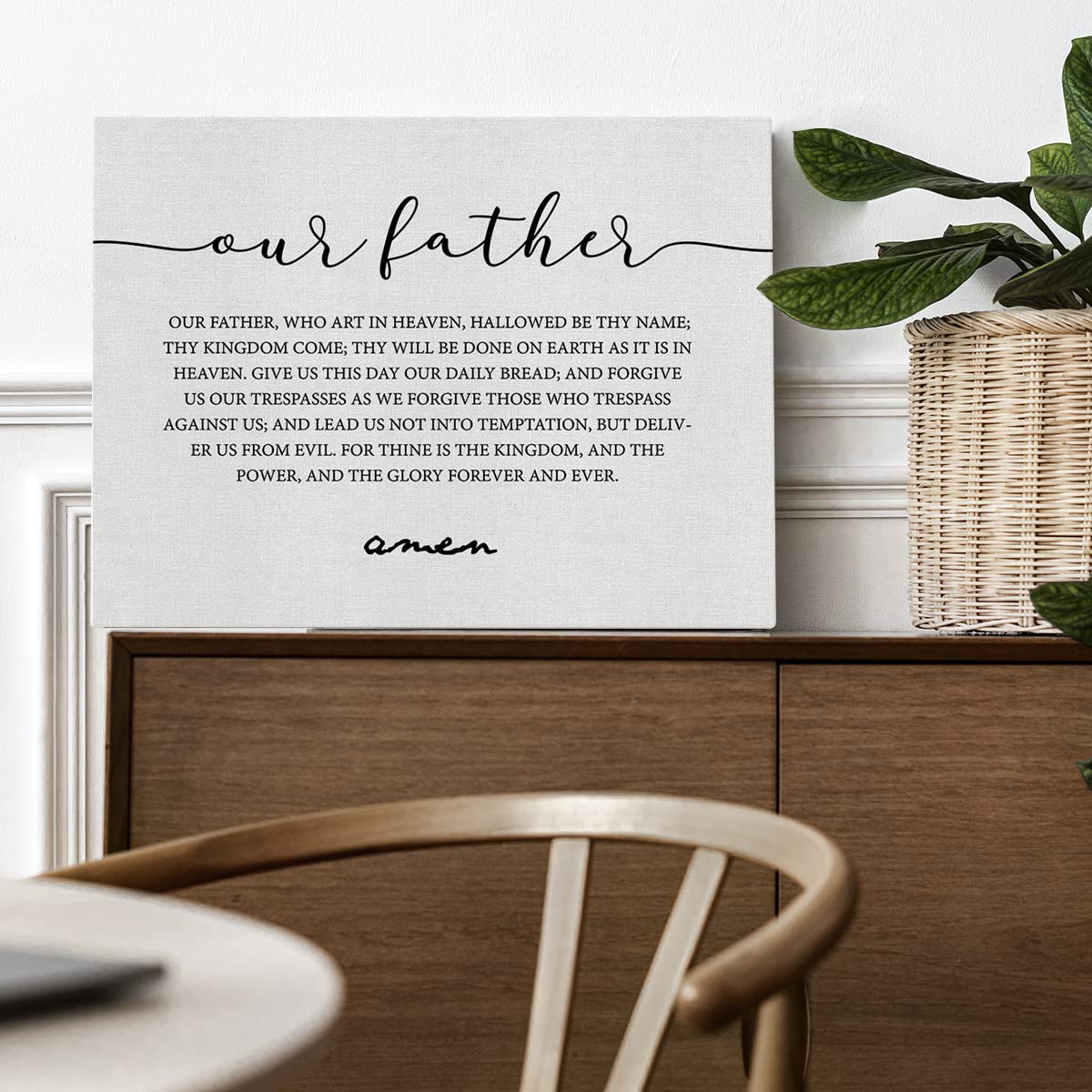 Inspirational Canvas Wall Art Our Father Prayer Print Framed The Lords Prayer Scripture Painting Artwork Ready To Hang Home Dini