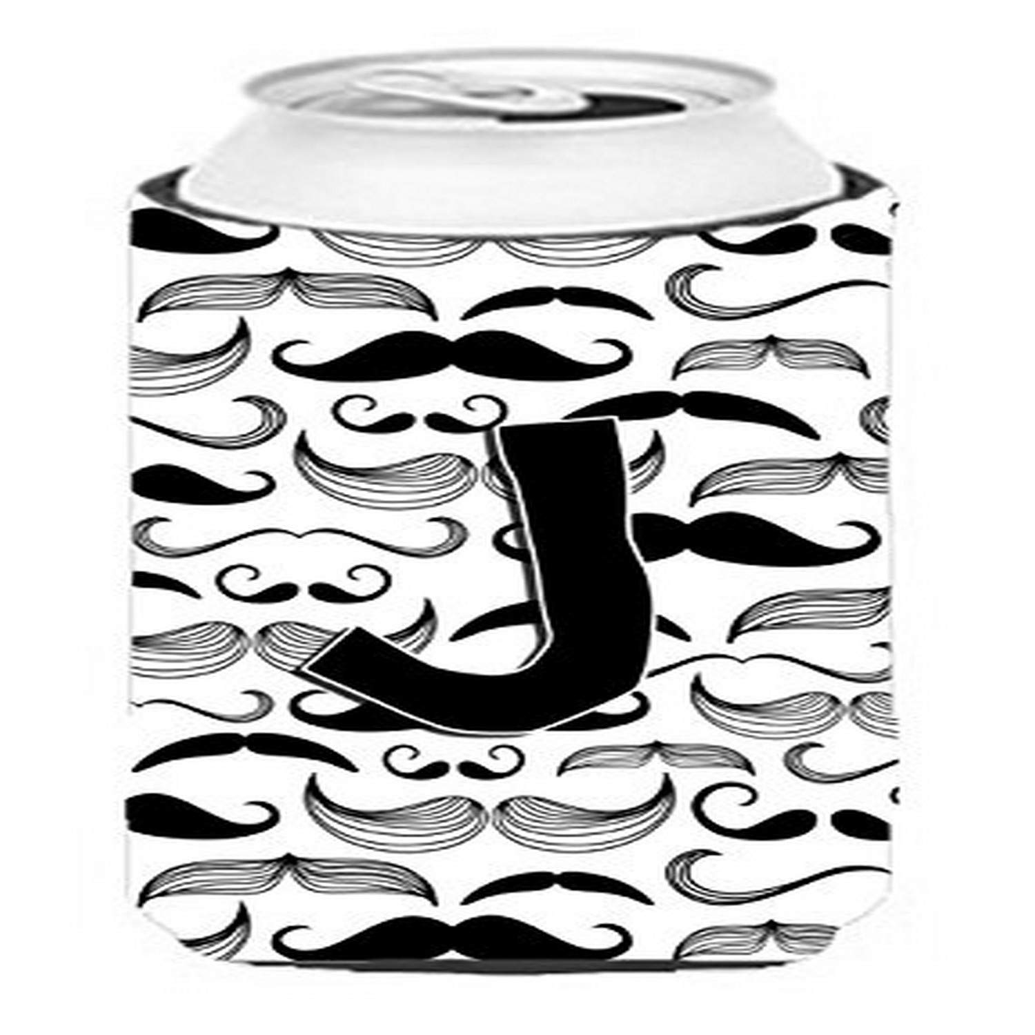 Letter J Moustache Initial Tall Boy Beverage Insulator Hugger CJ2009-JTBC