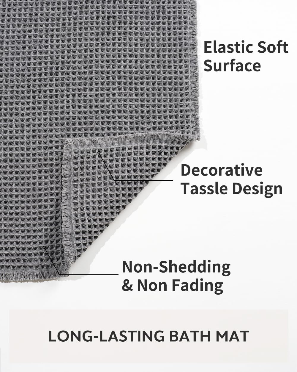 Tchdio Waffle Bath Mat Rug, Super Absorbent Non Slip Bath Mats For Bathroom Mat Ultra Soft Bathmat Machine Washable Bathroom Rug