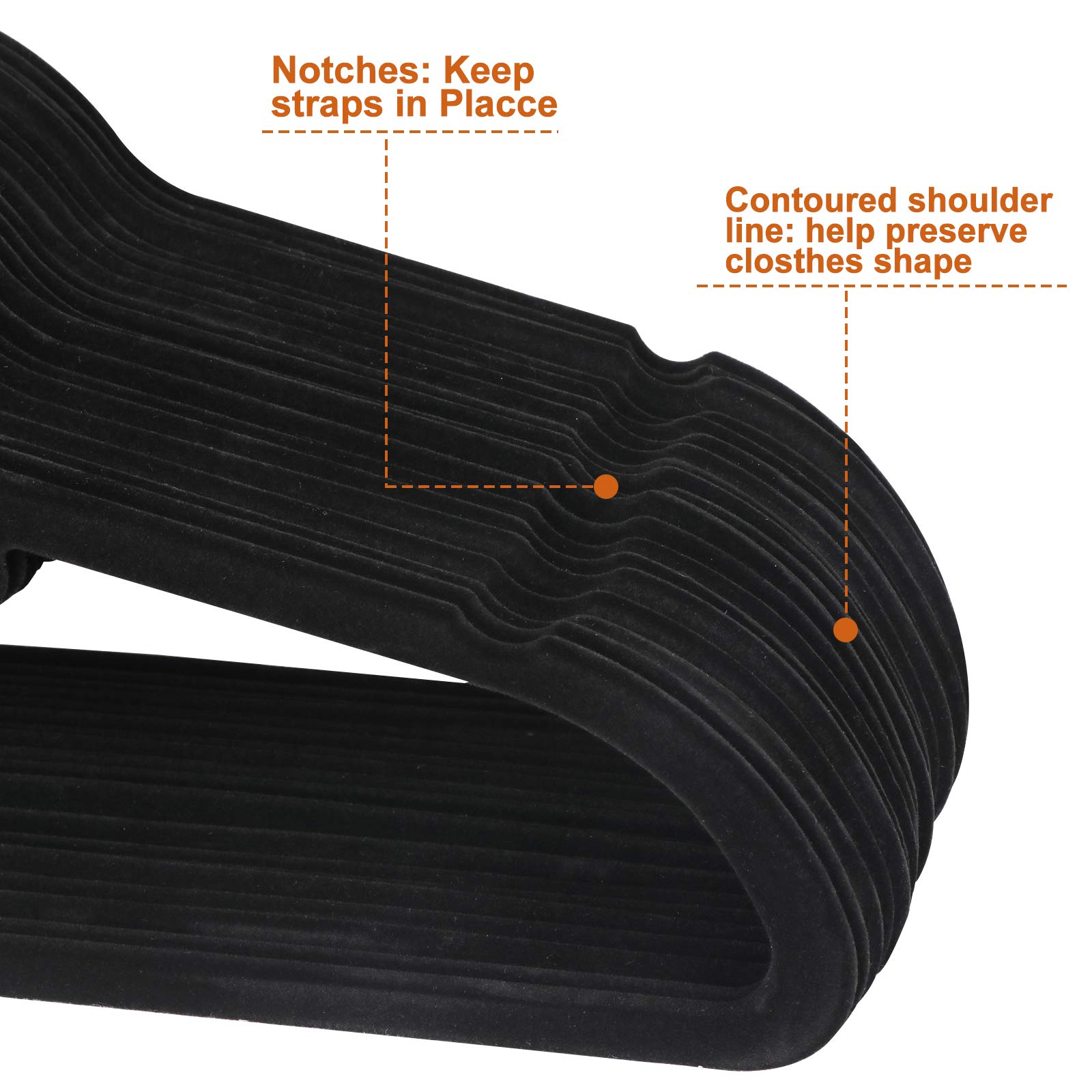 Super Deal Velvet Hangers 100 Pack Non-Slip Clothes Hangers With Tie Bar Premium Shoulder Notched Clothes Hangers 360 Degree Swi