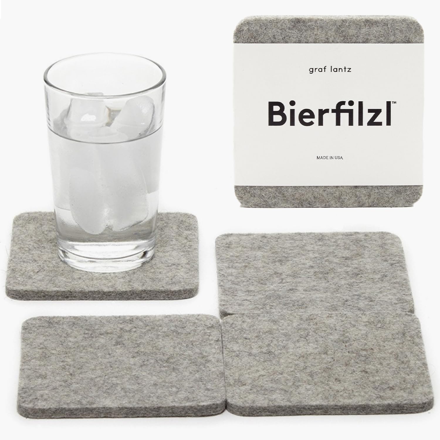 Graf Lantz - Bierfilzl Felt Coasters - Square - 100% Merino Wool - Moisture Wicking - Heat Resistant - Sustainable - Absorbs - H