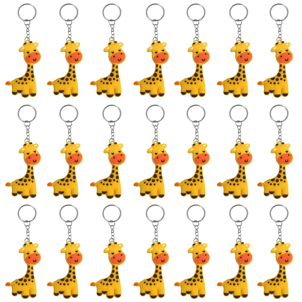 Imagitek 24 Pack Giraffe Keychains Safari Animal Keychains For Giraffe Themed Party Favors, Jungle Safari Party Favors, Birthday