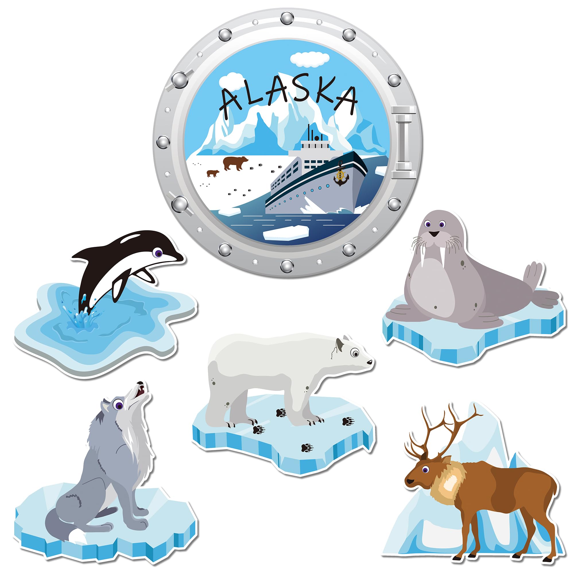 ZCCLINN 6pcs Large Alaska Cruise Door Magnets Decorations, Funny Cruising Magnetic Ship Cabin Door Decor, Cute Alaskan Whales Po