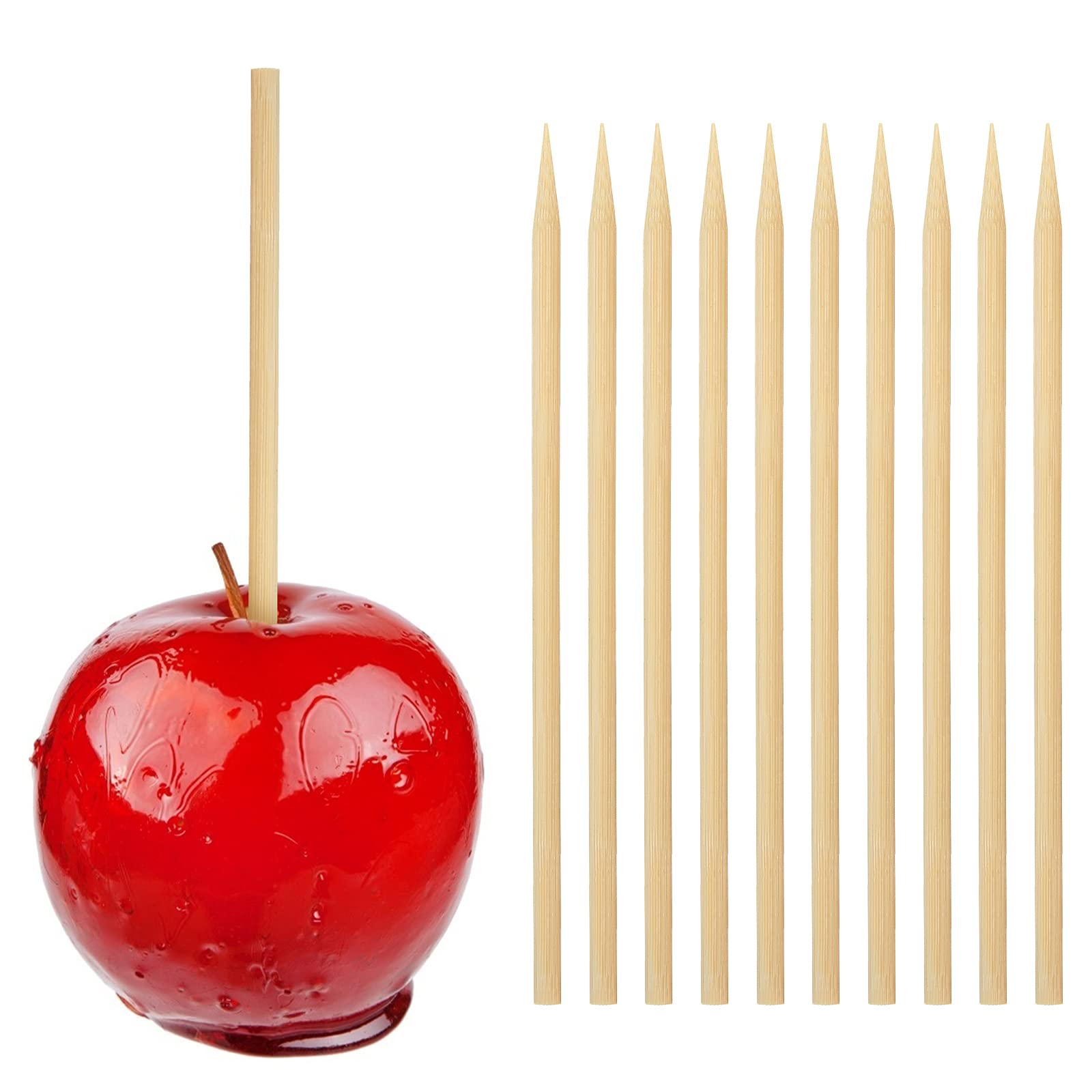 Hansgo Wooden Candy Apple Skewer Sticks, 5 Mm 7 Inches Birch Bbq Caramel Apple Sticks Cotton Candy Stick Rock Candy Stick Skewer