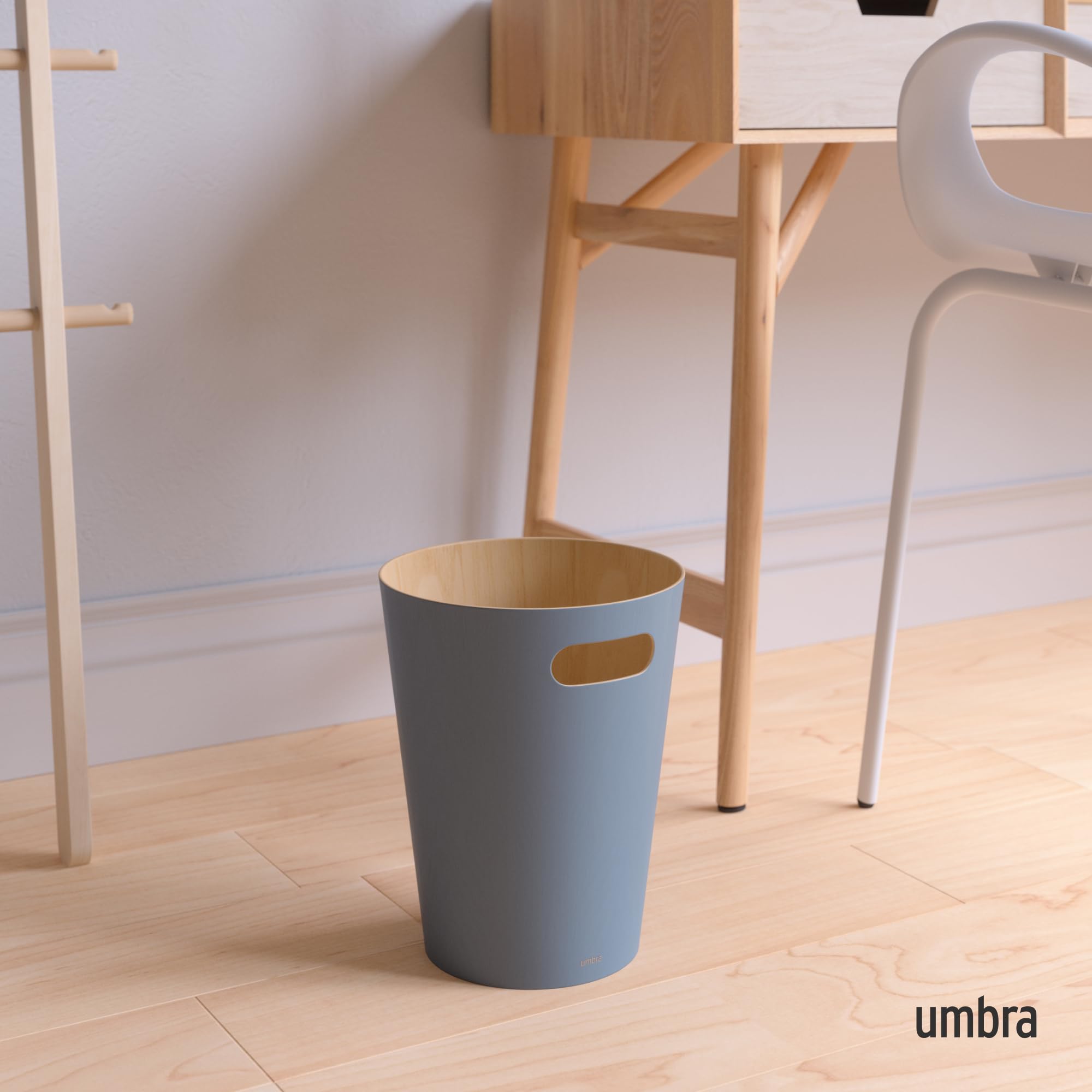 Umbra Woodrow 2-Gallon Modern Wooden Trash Can Wastebasket, Attractive Bin For Garbage Or Recycling, Suitable For Home Or Office