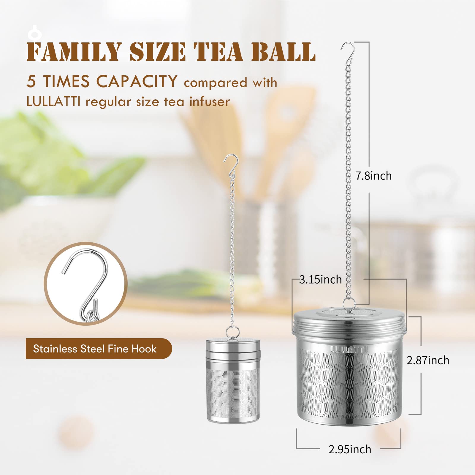 LULLATTI Extra Large Tea Ball Infuser for Pitcher(2 Pack)  18/8 Stainless Steel Tea Steeper  Extra Fine Mesh Tea Strainer Perfect for Brewing Herbs  Iced Tea  Coffee  Cooking Soup