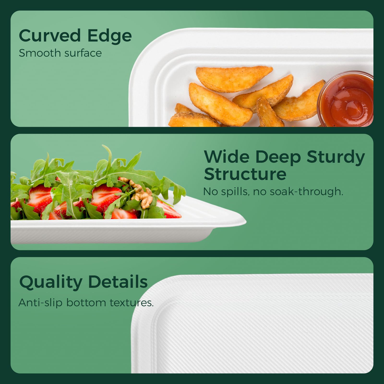 hooray mida 100 Pack 14 Inch Disposable Compostable Food Trays, Heavy-Duty White Paper Plates for Crawfish Boil, Lobster, Thanks