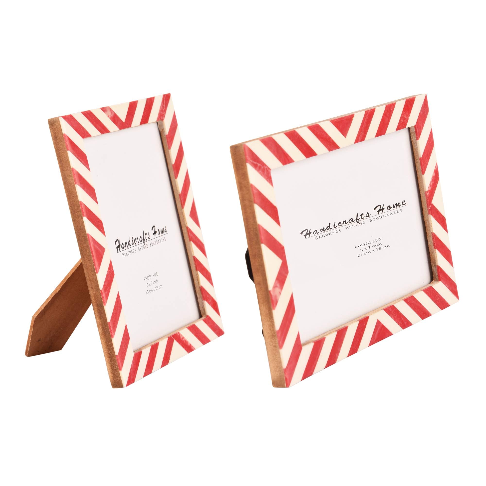Handicrafts Home 5x7 Picture Frames Pack of 2 - Candy Cane Collection Handcrafted Photo Frames, Perfect for Wall & Tabletop Disp
