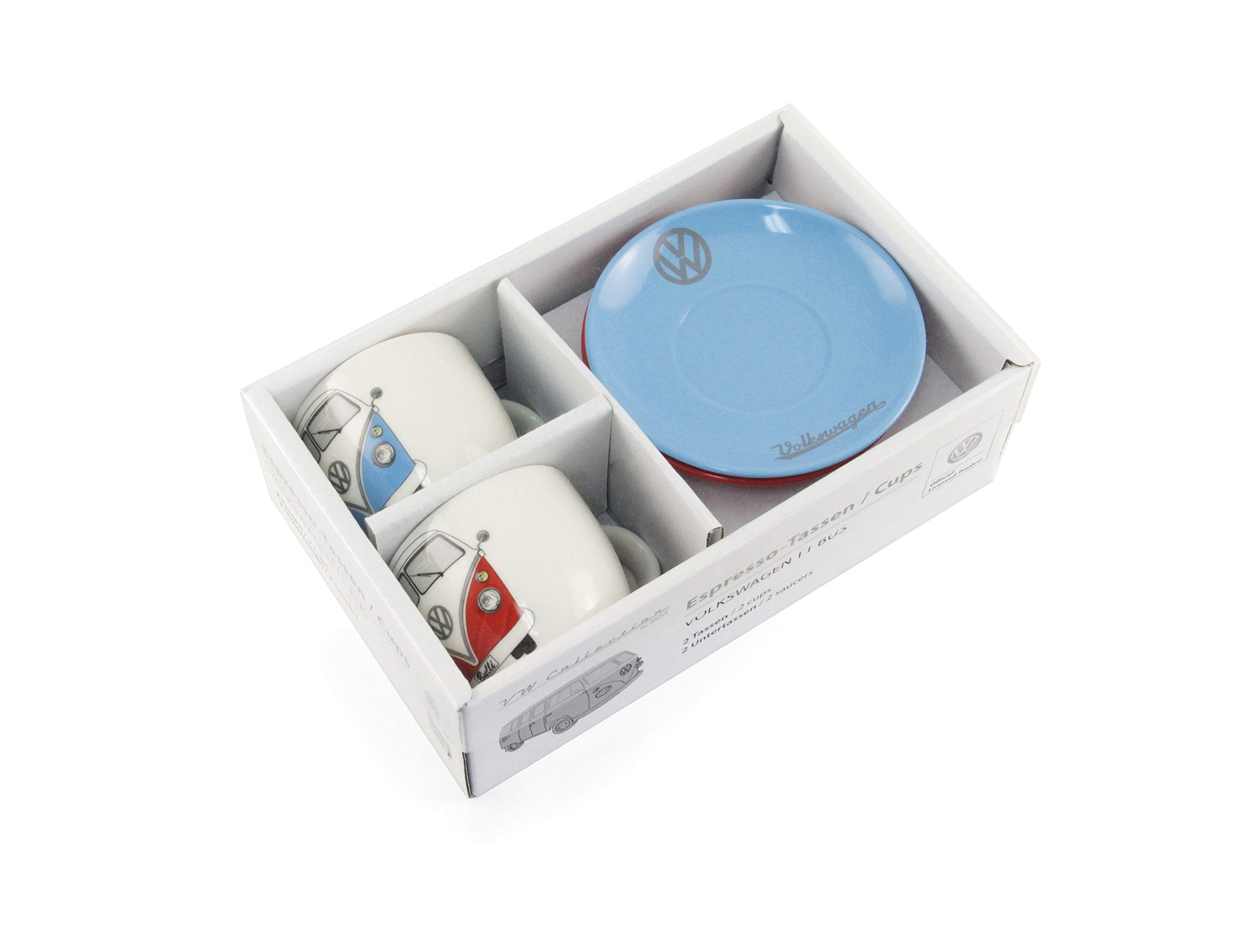 Brisa Vw Collection - Volkswagen Espresso Cups Coffee-Tea-Cappuccino Set In T1 Bus Design (Bus Front/2 Colors/2-Piece Set/100Ml/